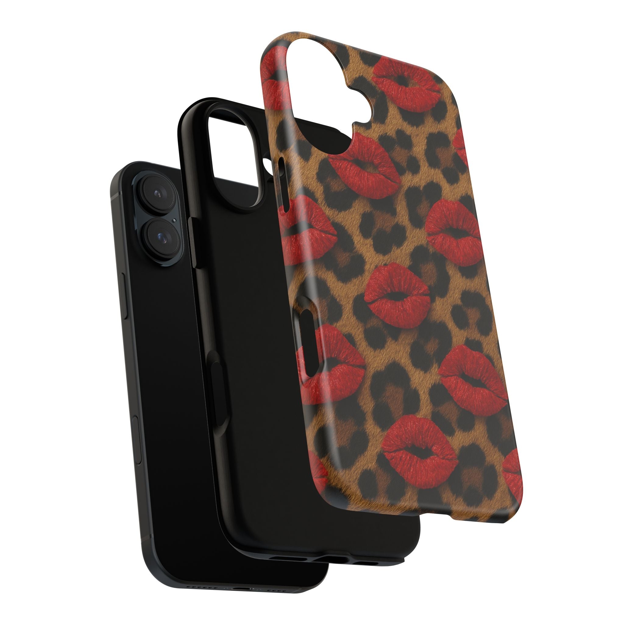 Leopard Kiss Phone Case, Trendy Tough Cases for iPhone, Fashionable Phone Accessory, Stylish Gift for Her, Birthday Present