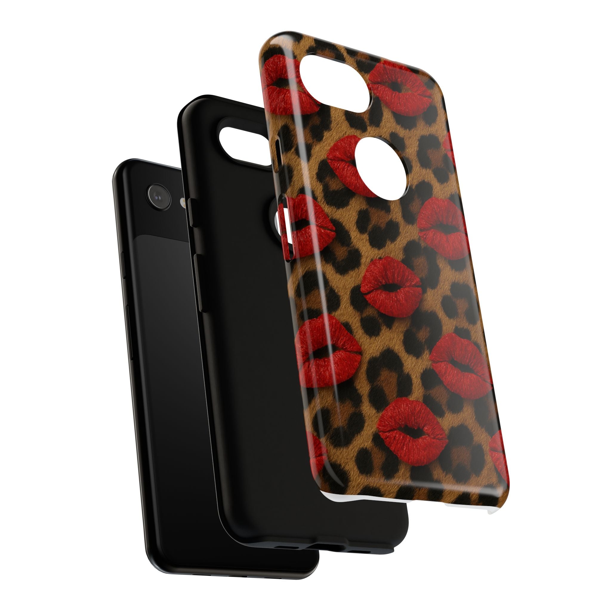 Leopard Kiss Phone Case, Trendy Tough Cases for iPhone, Fashionable Phone Accessory, Stylish Gift for Her, Birthday Present
