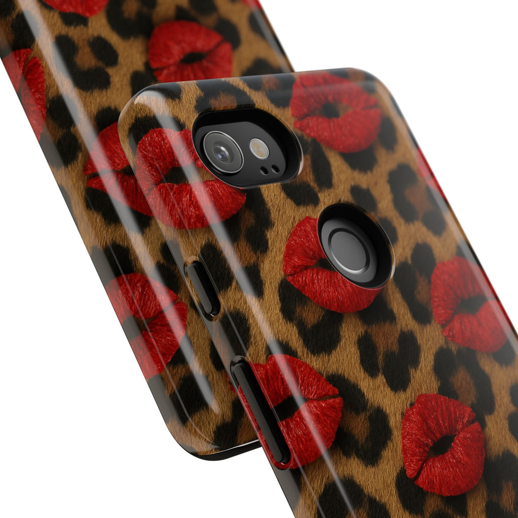 Leopard Kiss Phone Case, Trendy Tough Cases for iPhone, Fashionable Phone Accessory, Stylish Gift for Her, Birthday Present