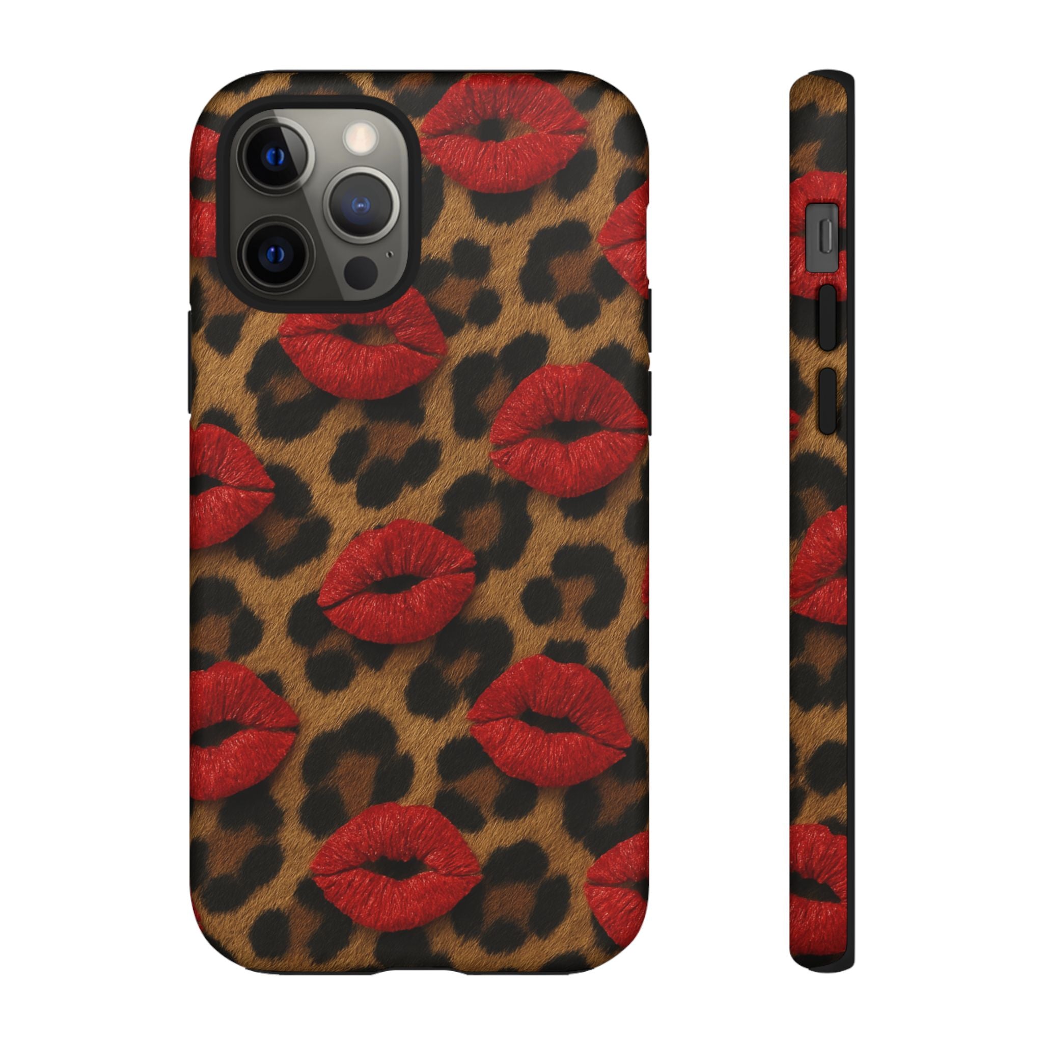 Leopard Kiss Phone Case, Trendy Tough Cases for iPhone, Fashionable Phone Accessory, Stylish Gift for Her, Birthday Present