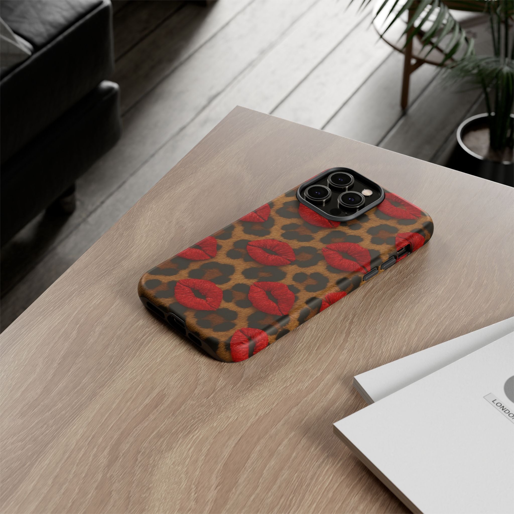 Leopard Kiss Phone Case, Trendy Tough Cases for iPhone, Fashionable Phone Accessory, Stylish Gift for Her, Birthday Present