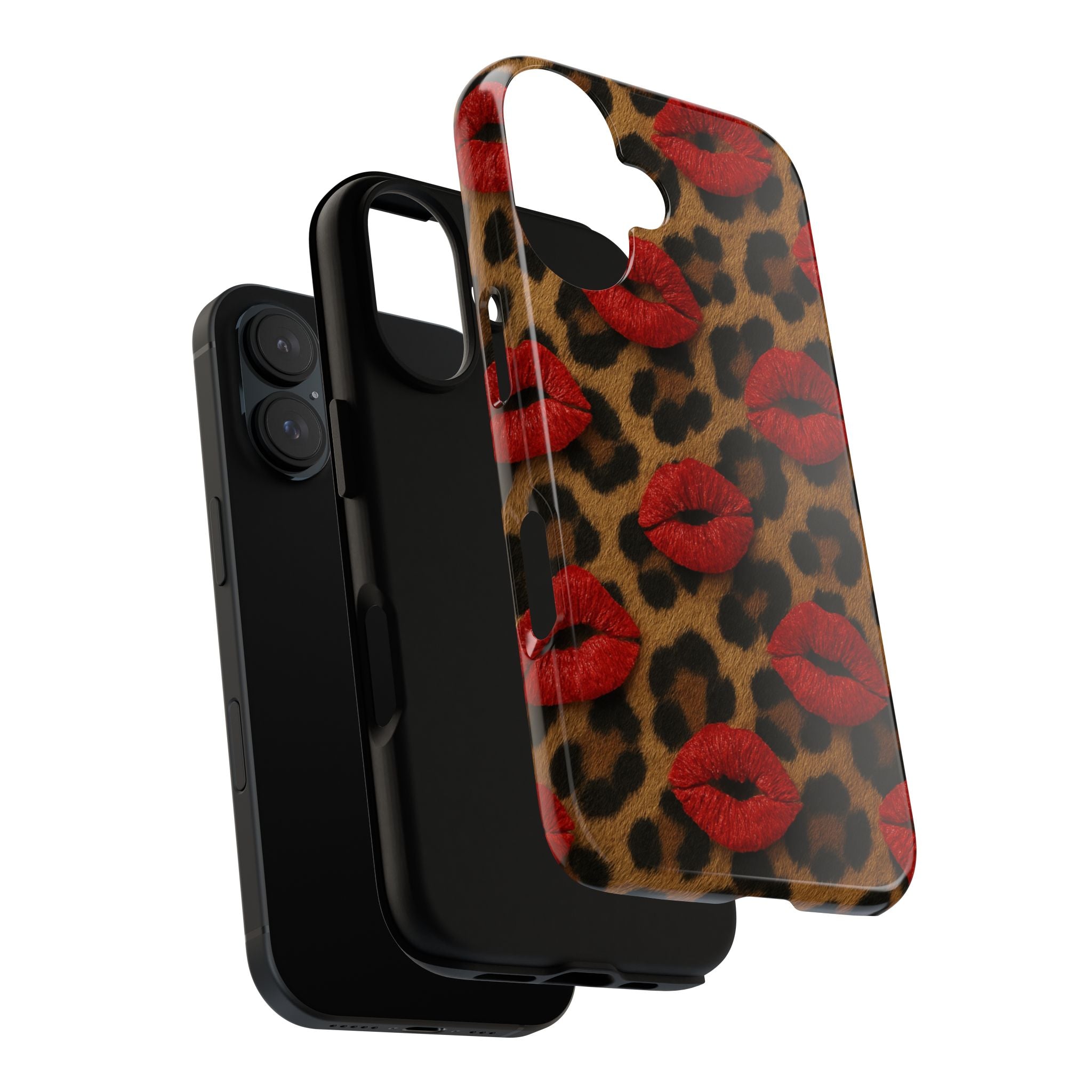 Leopard Kiss Phone Case, Trendy Tough Cases for iPhone, Fashionable Phone Accessory, Stylish Gift for Her, Birthday Present