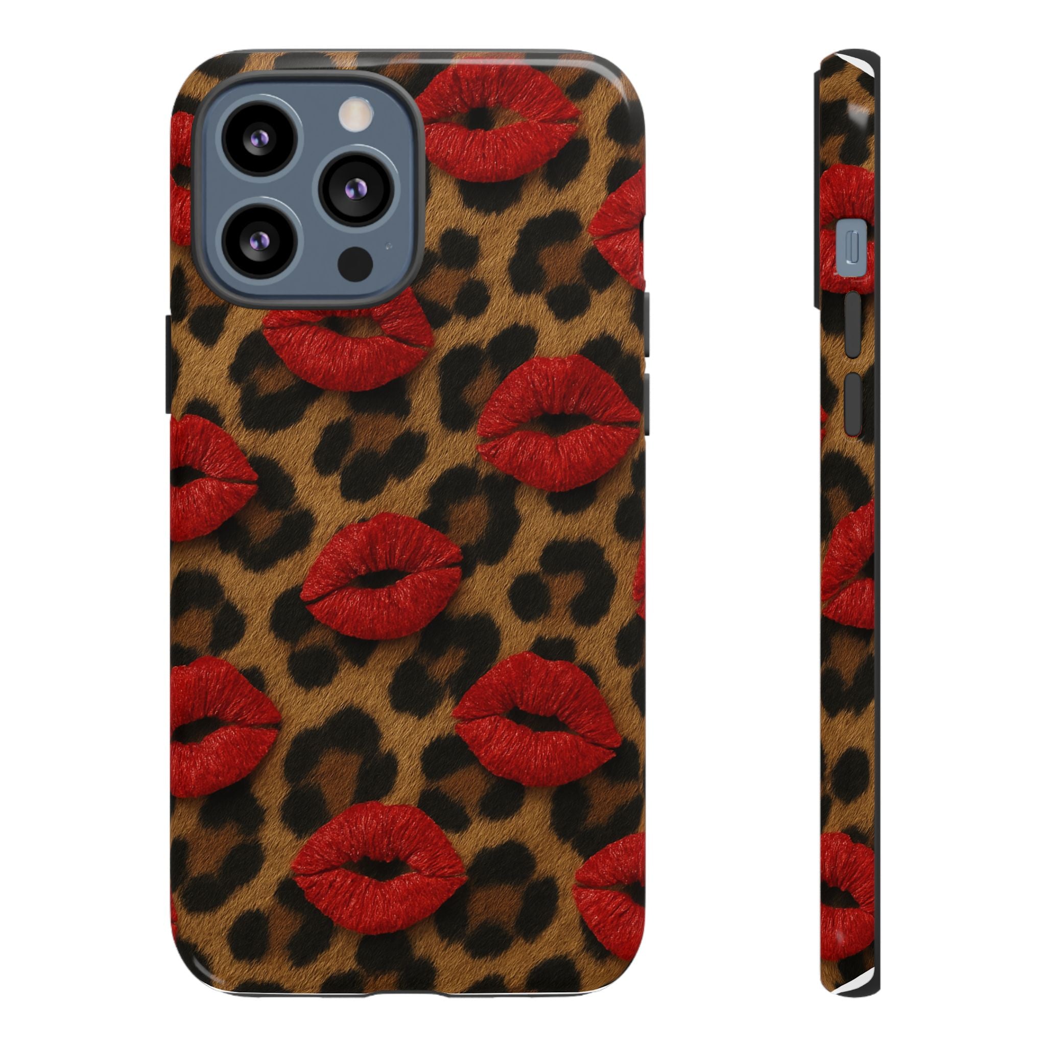 Leopard Kiss Phone Case, Trendy Tough Cases for iPhone, Fashionable Phone Accessory, Stylish Gift for Her, Birthday Present