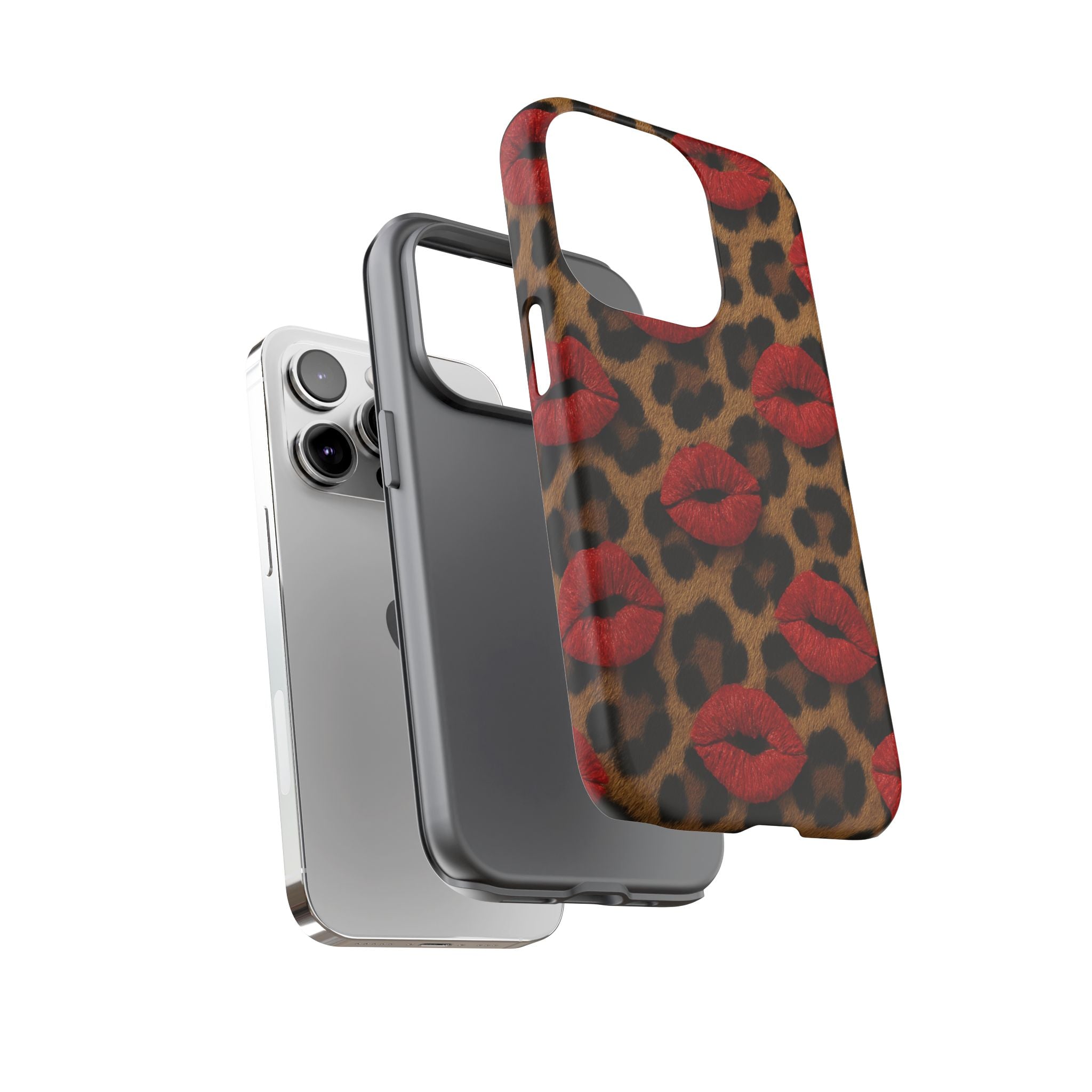 Leopard Kiss Phone Case, Trendy Tough Cases for iPhone, Fashionable Phone Accessory, Stylish Gift for Her, Birthday Present