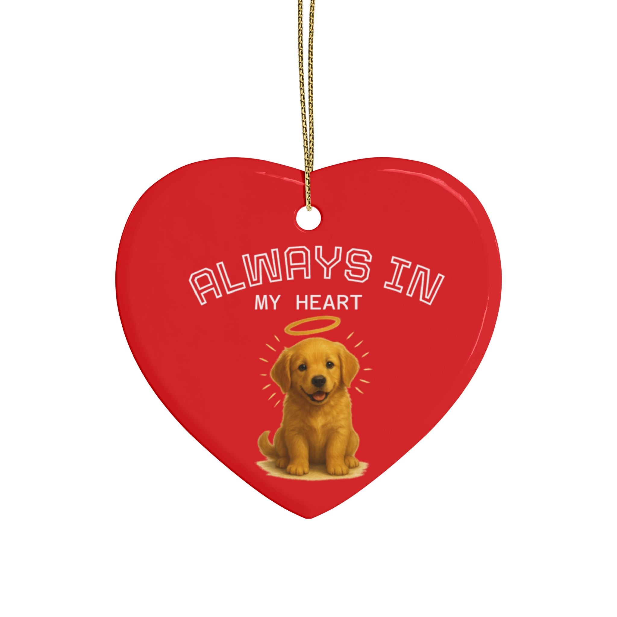 Personalized Heart-Shaped Ceramic Ornaments Set for Christmas and Holidays and In Loving Memory/Always In My Heart