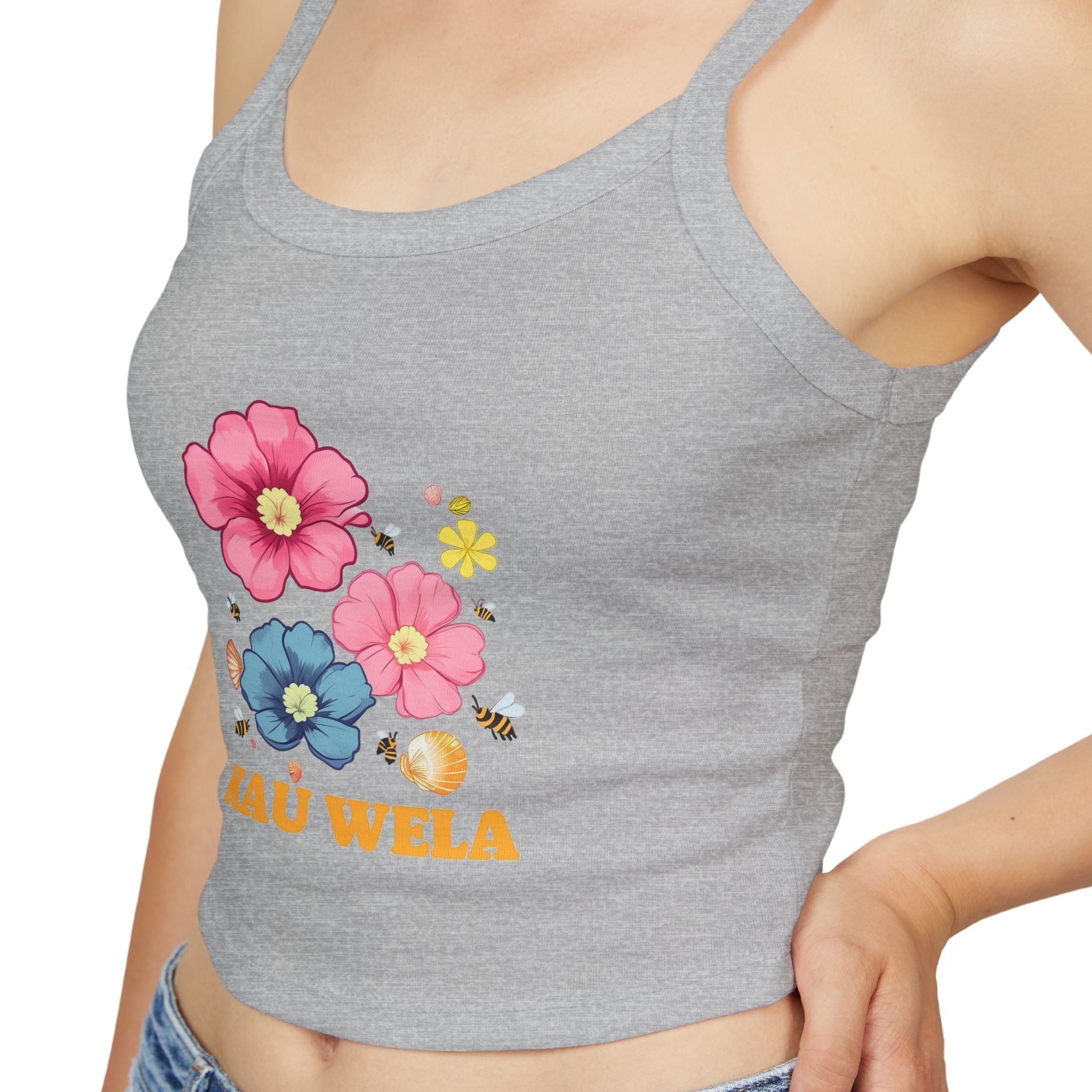 Women's Floral Spaghetti Strap Tank Top, Summer Top, Boho Chic, Vacation Outfit, Beachwear, Gift for Her