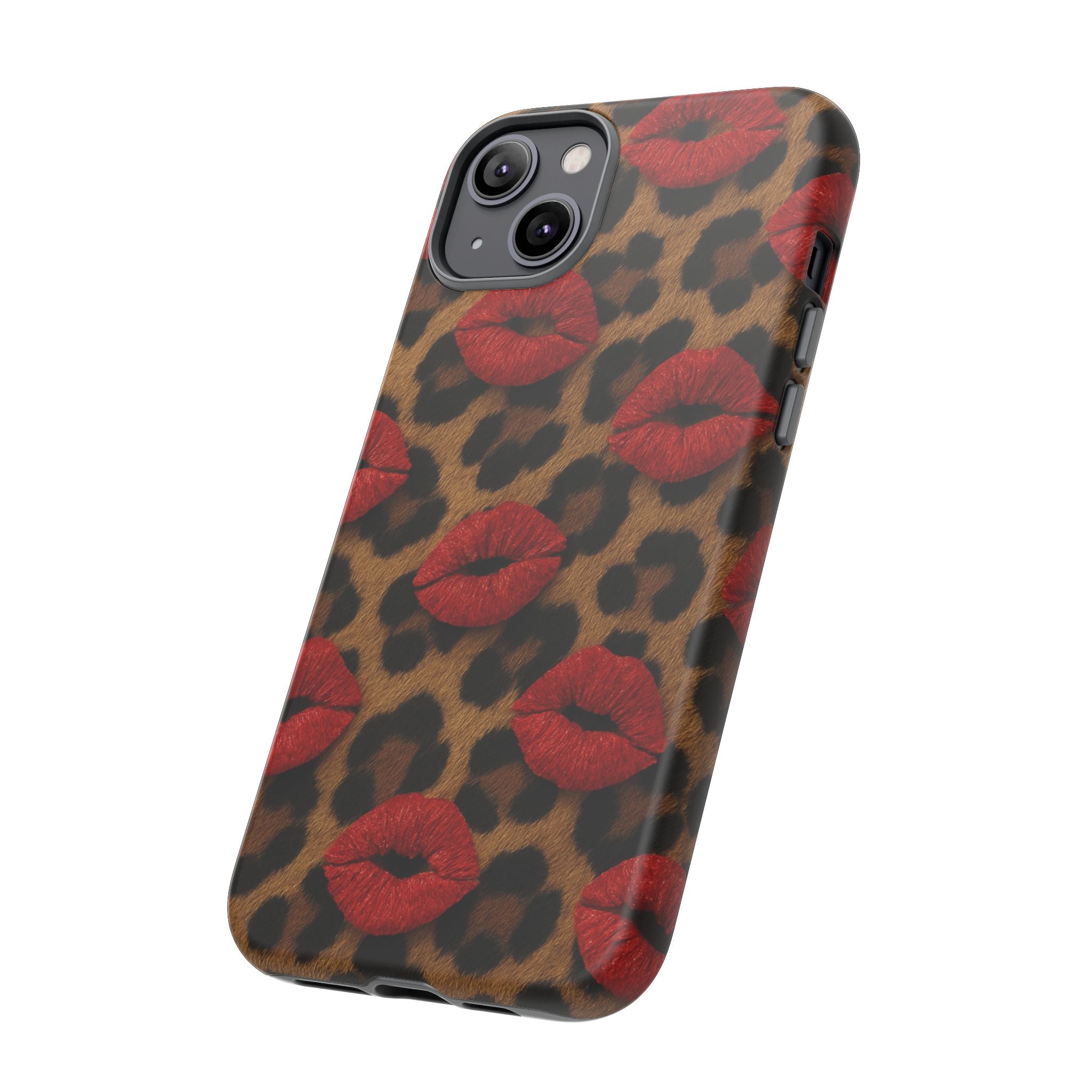 Leopard Kiss Phone Case, Trendy Tough Cases for iPhone, Fashionable Phone Accessory, Stylish Gift for Her, Birthday Present