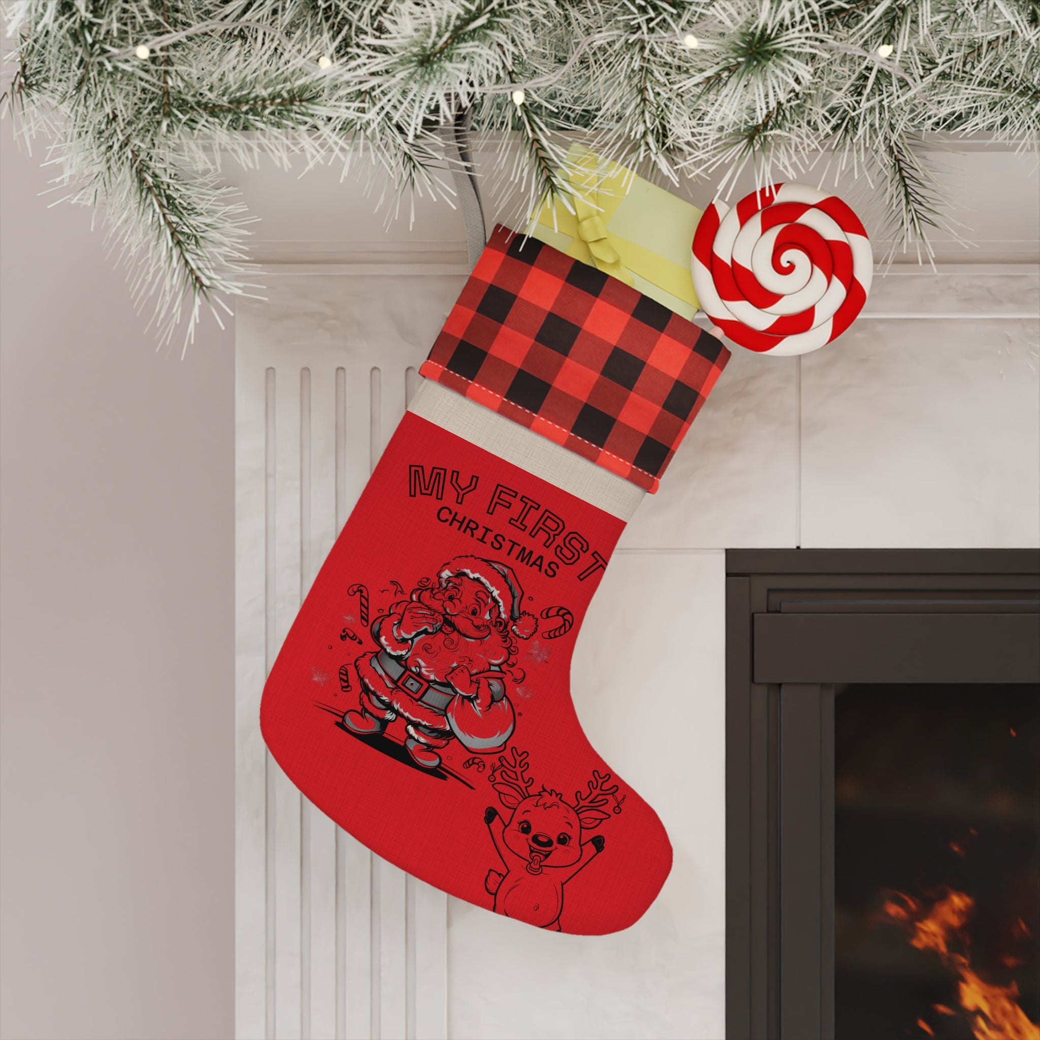 Christmas Stocking Personalized Red Plaid Xmas Decor