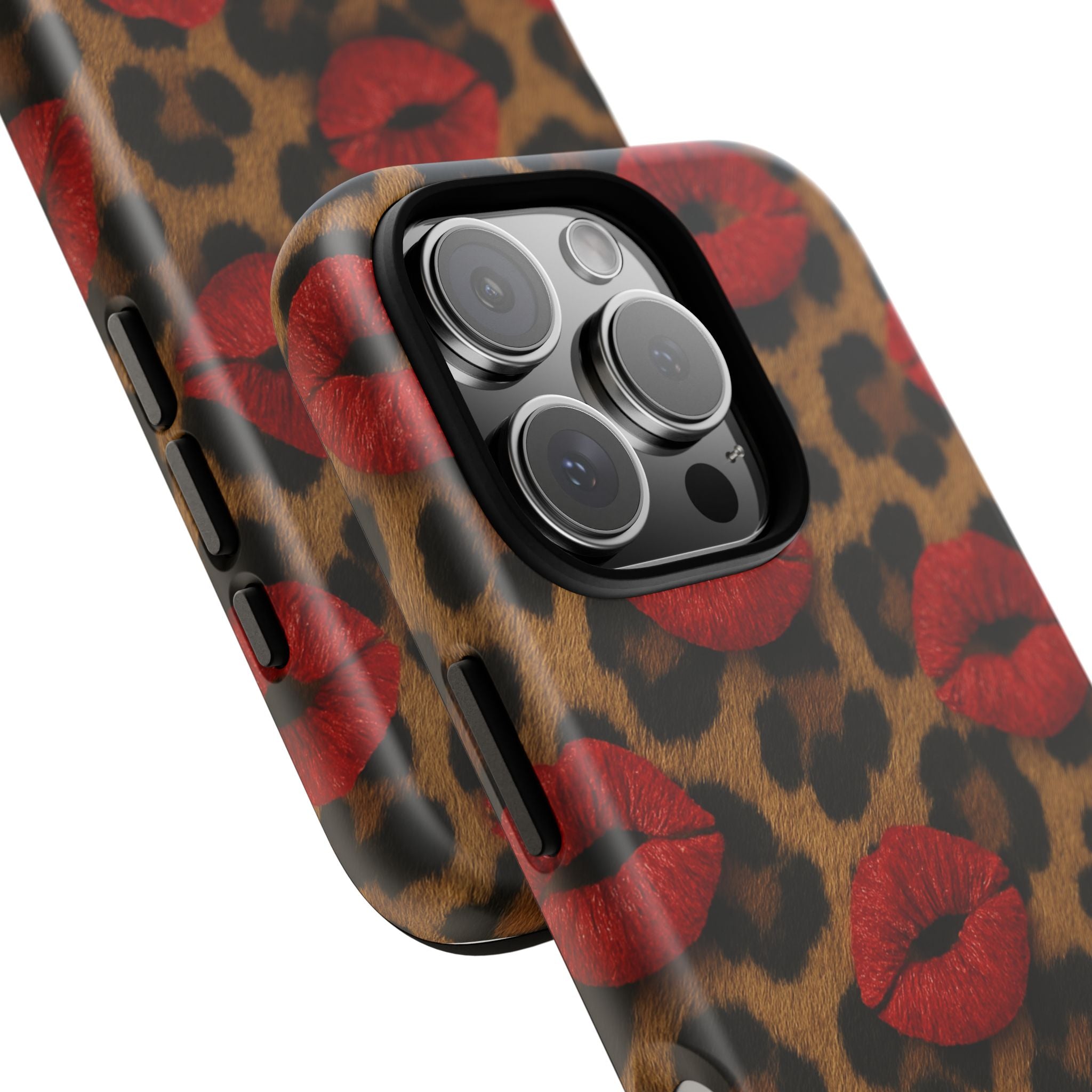 Leopard Kiss Phone Case, Trendy Tough Cases for iPhone, Fashionable Phone Accessory, Stylish Gift for Her, Birthday Present