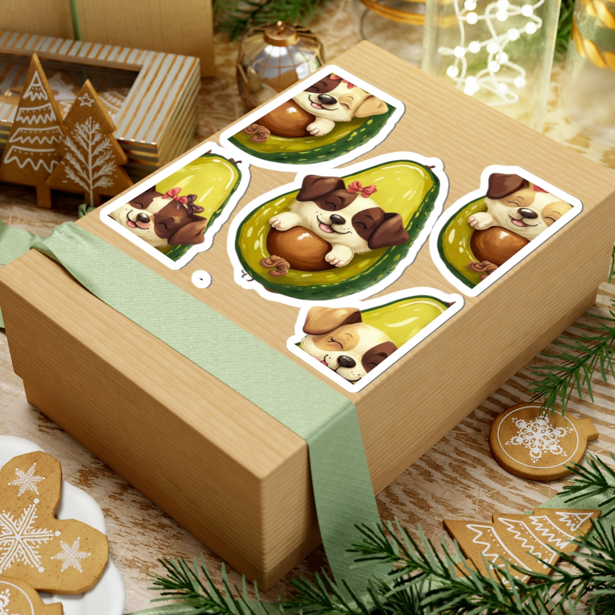 Adorable Avocado Puppy Stickers, Cute Dog Stickers, Pet Lover Gifts, Kawaii Dog Decals, Funny Laptop Stickers