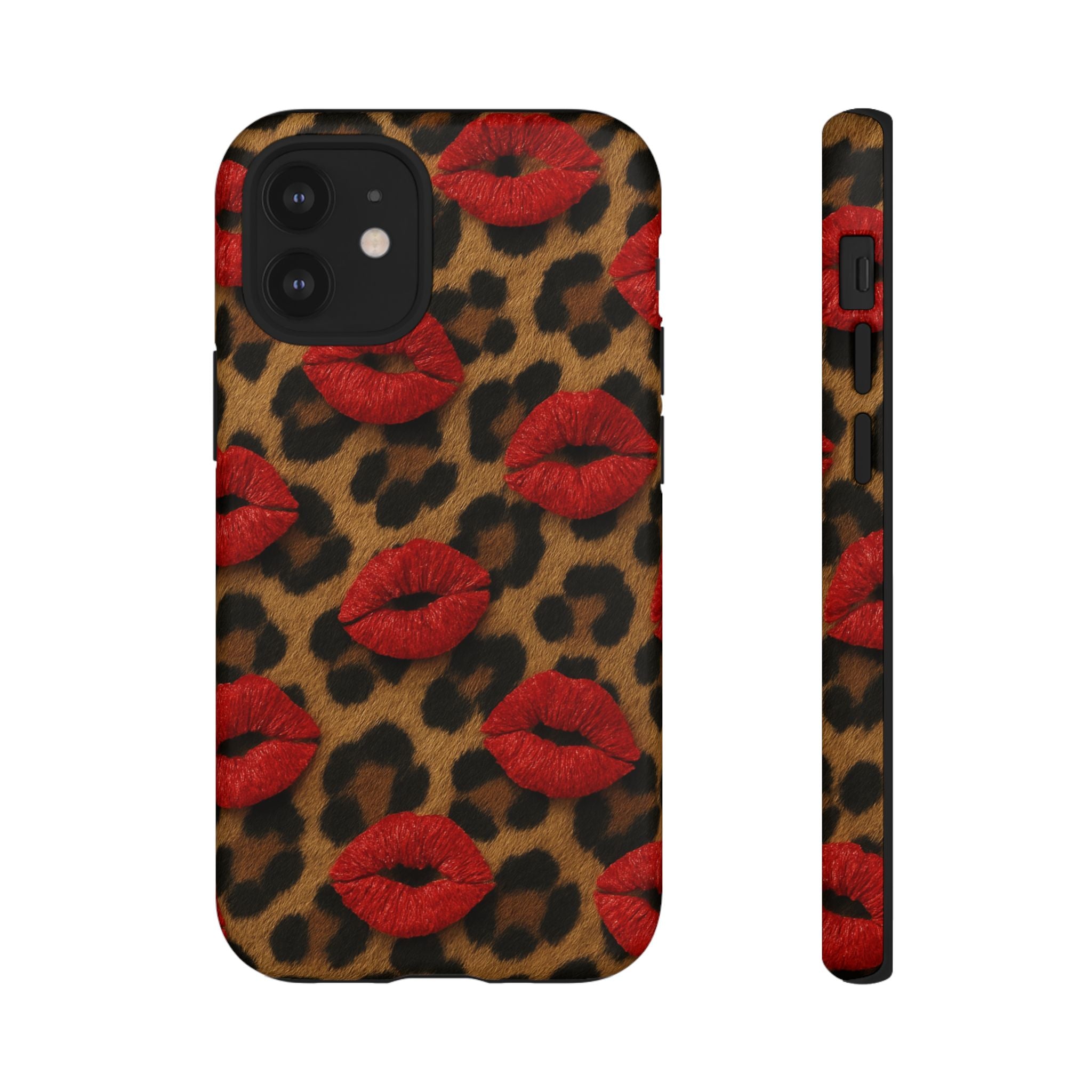 Leopard Kiss Phone Case, Trendy Tough Cases for iPhone, Fashionable Phone Accessory, Stylish Gift for Her, Birthday Present