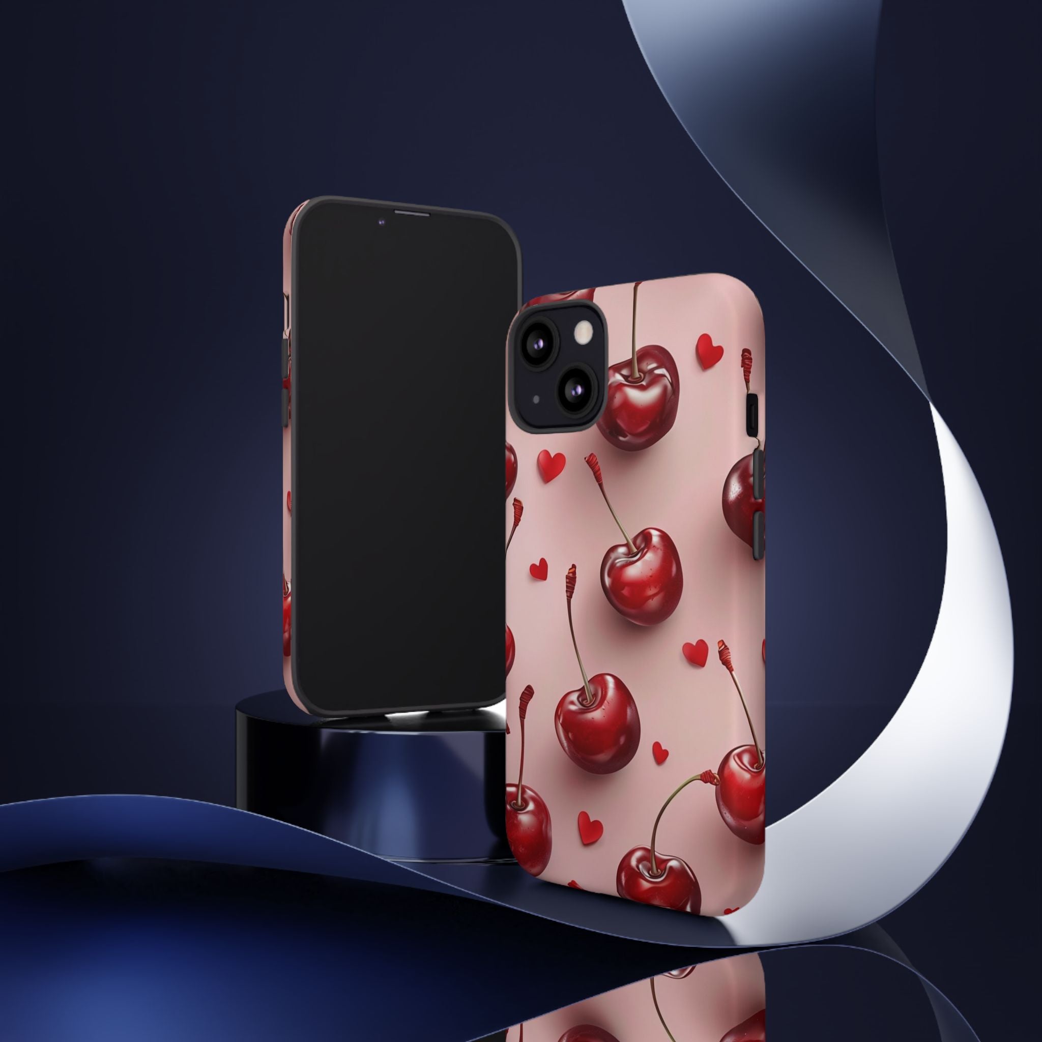 Cherry Blossom Phone Case, Cute Phone Cover, Tough Cases, Red Cherry Design, Valentine's Gift, Stylish Mobile Accessory