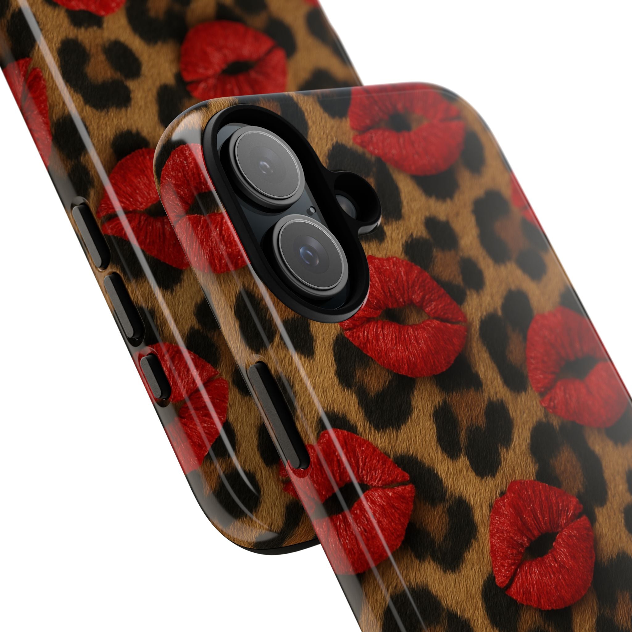 Leopard Kiss Phone Case, Trendy Tough Cases for iPhone, Fashionable Phone Accessory, Stylish Gift for Her, Birthday Present