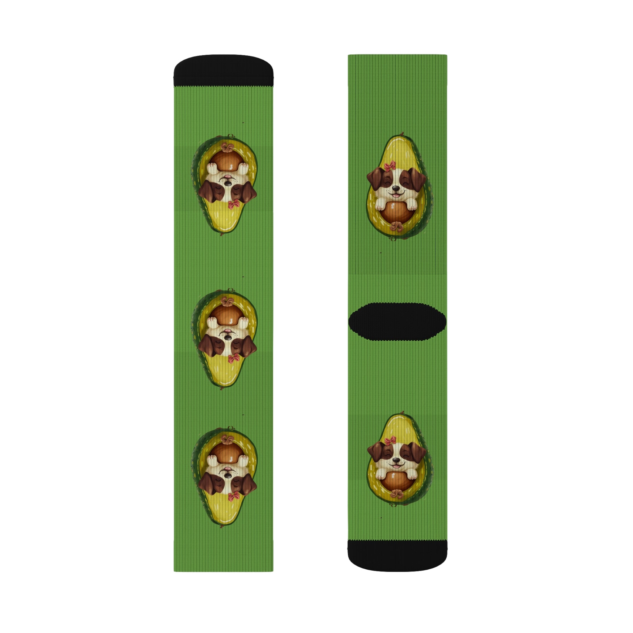 Avocado Dog Sublimation Socks | Fun Gift for  Quirky Fashion Statement, Comfy Home Wear, Unique Birthday Present, Trendy Socks, Bedtime, PJ's