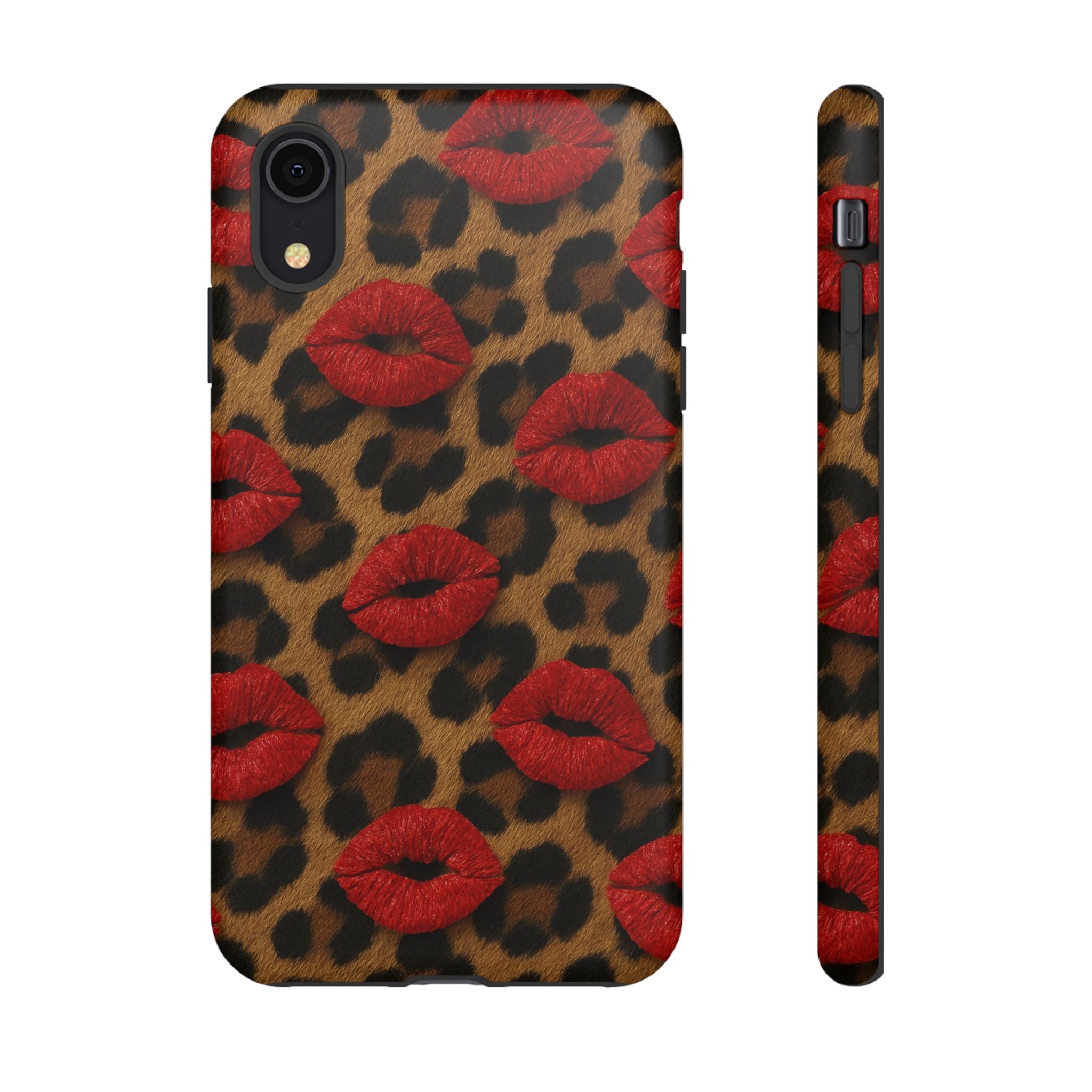 Leopard Kiss Phone Case, Trendy Tough Cases for iPhone, Fashionable Phone Accessory, Stylish Gift for Her, Birthday Present