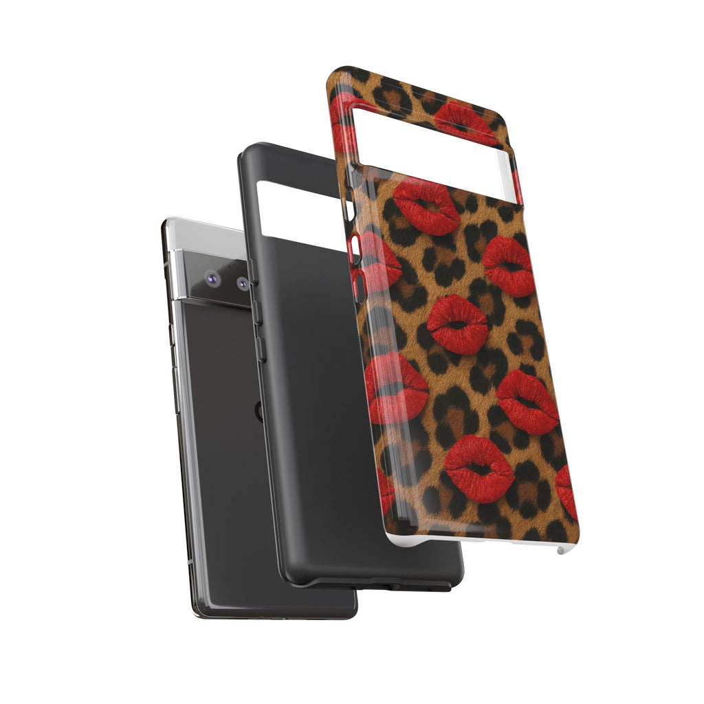 Leopard Kiss Phone Case, Trendy Tough Cases for iPhone, Fashionable Phone Accessory, Stylish Gift for Her, Birthday Present