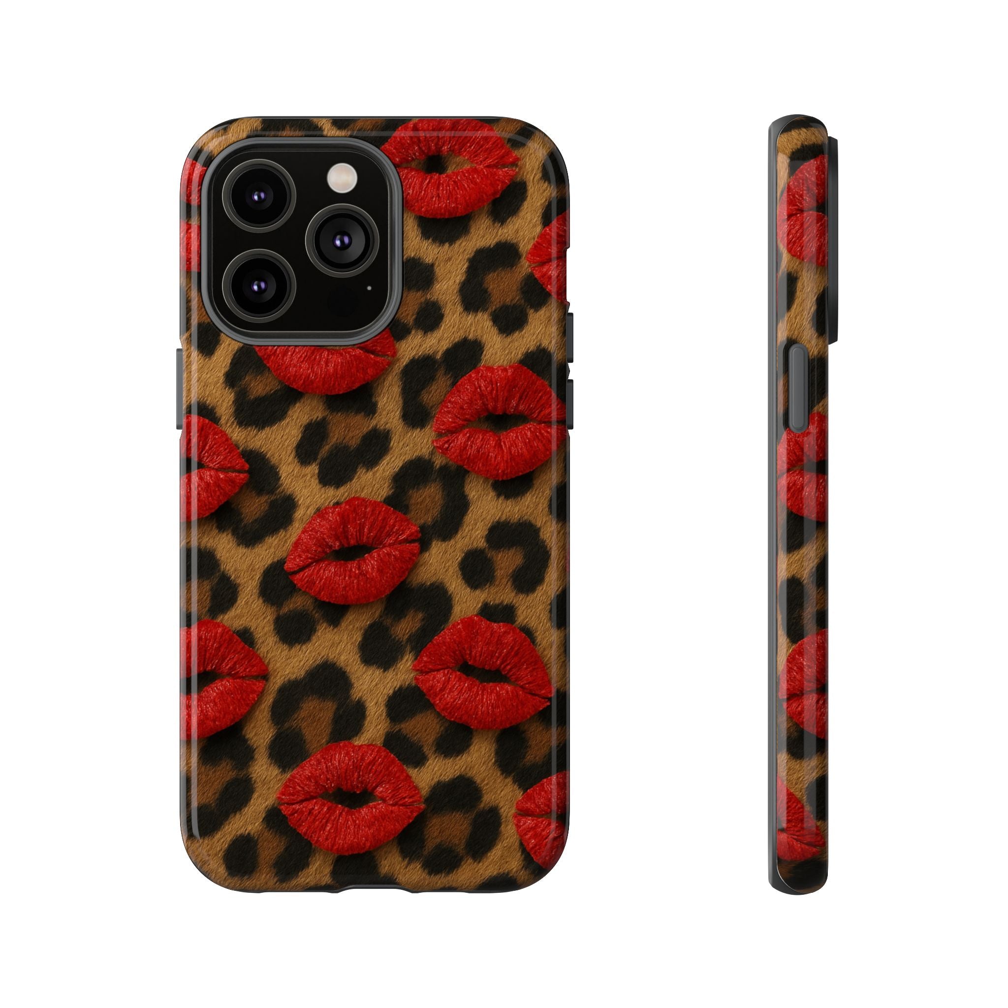 Leopard Kiss Phone Case, Trendy Tough Cases for iPhone, Fashionable Phone Accessory, Stylish Gift for Her, Birthday Present