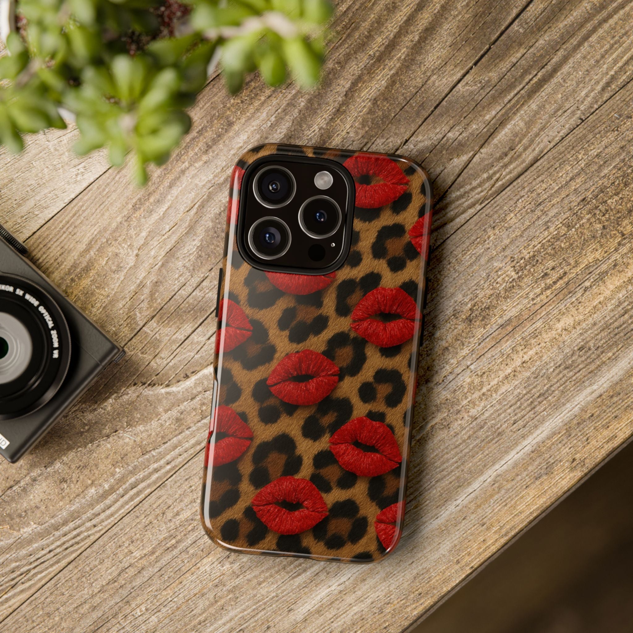 Leopard Kiss Phone Case, Trendy Tough Cases for iPhone, Fashionable Phone Accessory, Stylish Gift for Her, Birthday Present