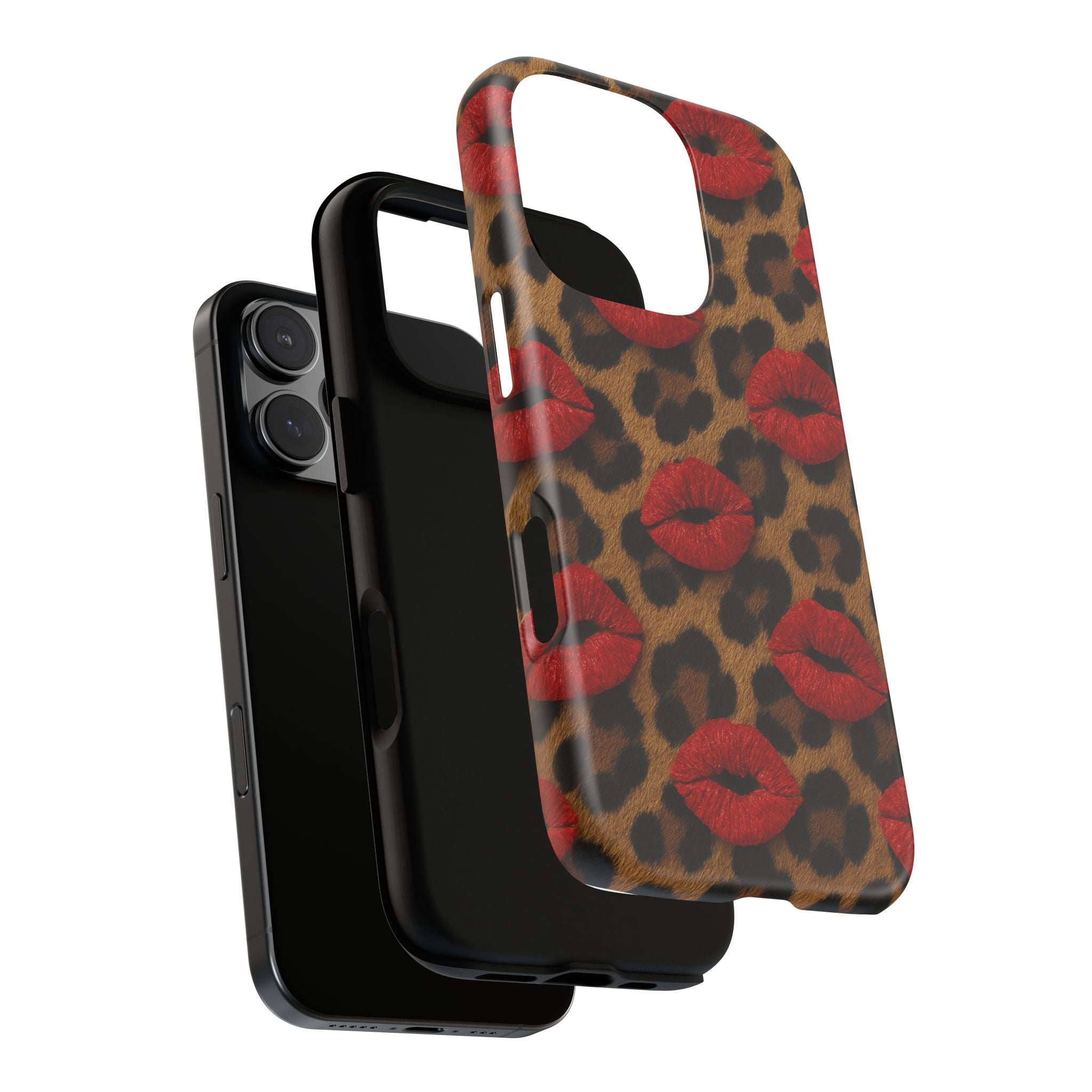 Leopard Kiss Phone Case, Trendy Tough Cases for iPhone, Fashionable Phone Accessory, Stylish Gift for Her, Birthday Present