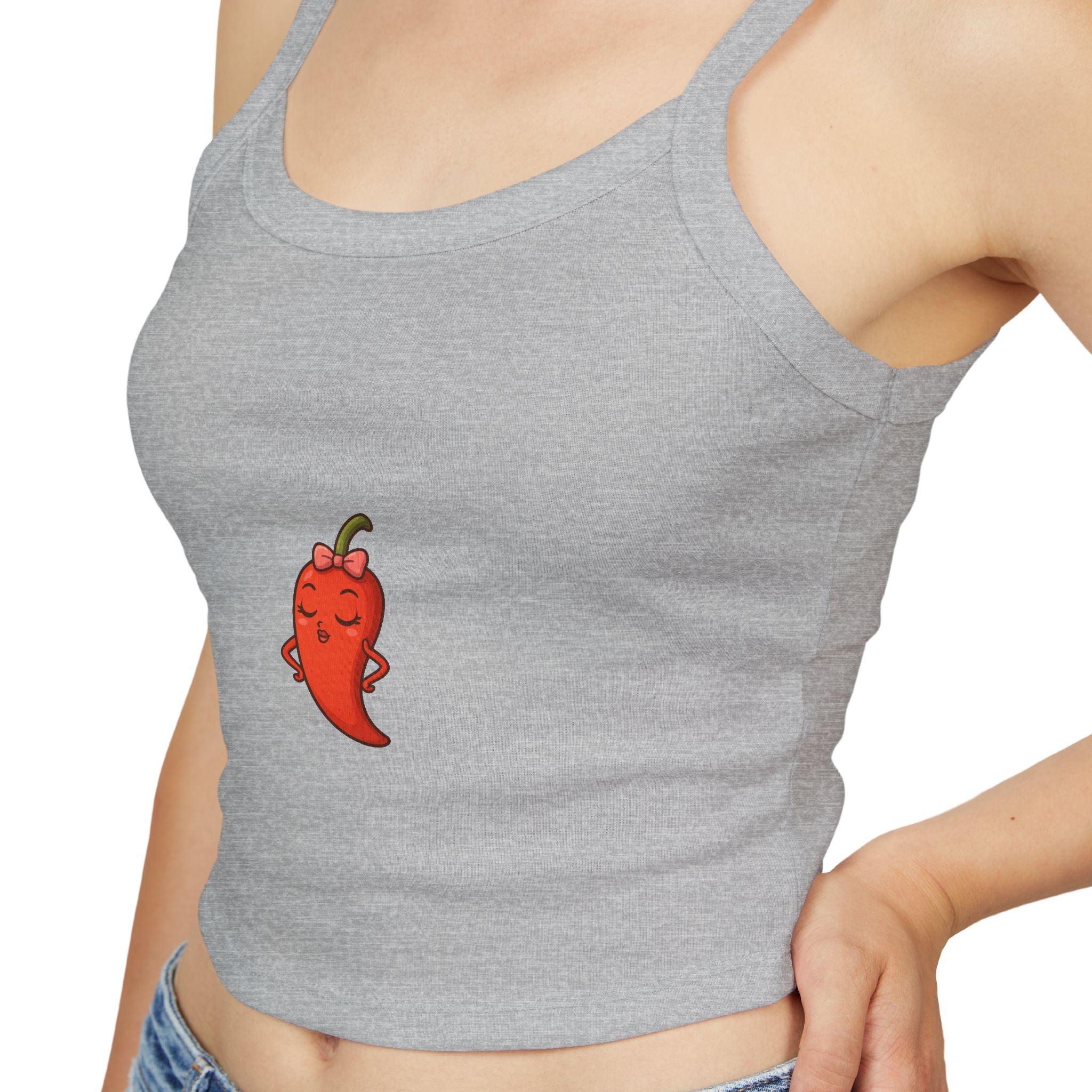 Cute Chili Pepper Women's Tank Top, Summer Fashion, Gift for Her, Casual Outfit, Trendy Sleeveless Top, Spaghetti Strap Shirt