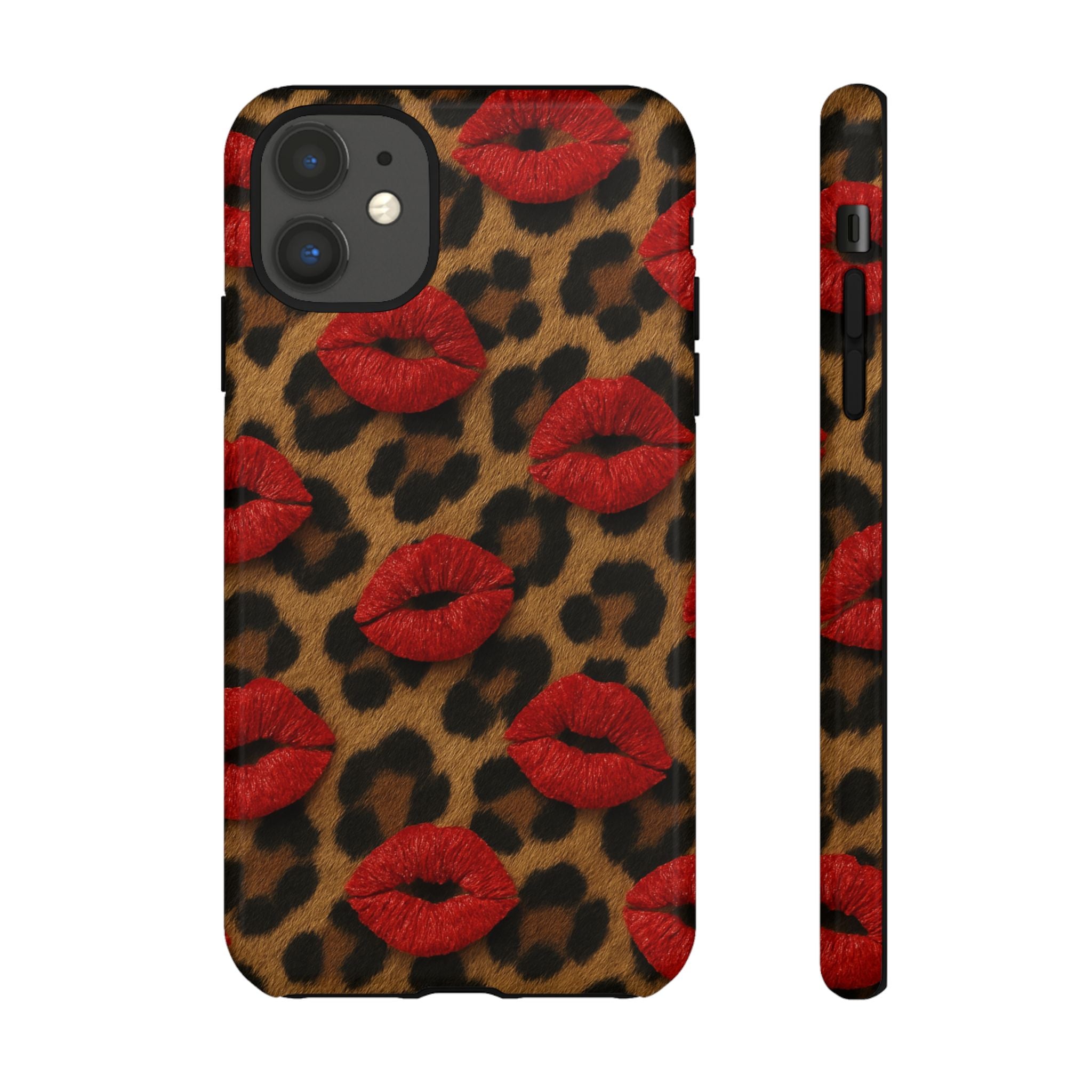 Leopard Kiss Phone Case, Trendy Tough Cases for iPhone, Fashionable Phone Accessory, Stylish Gift for Her, Birthday Present