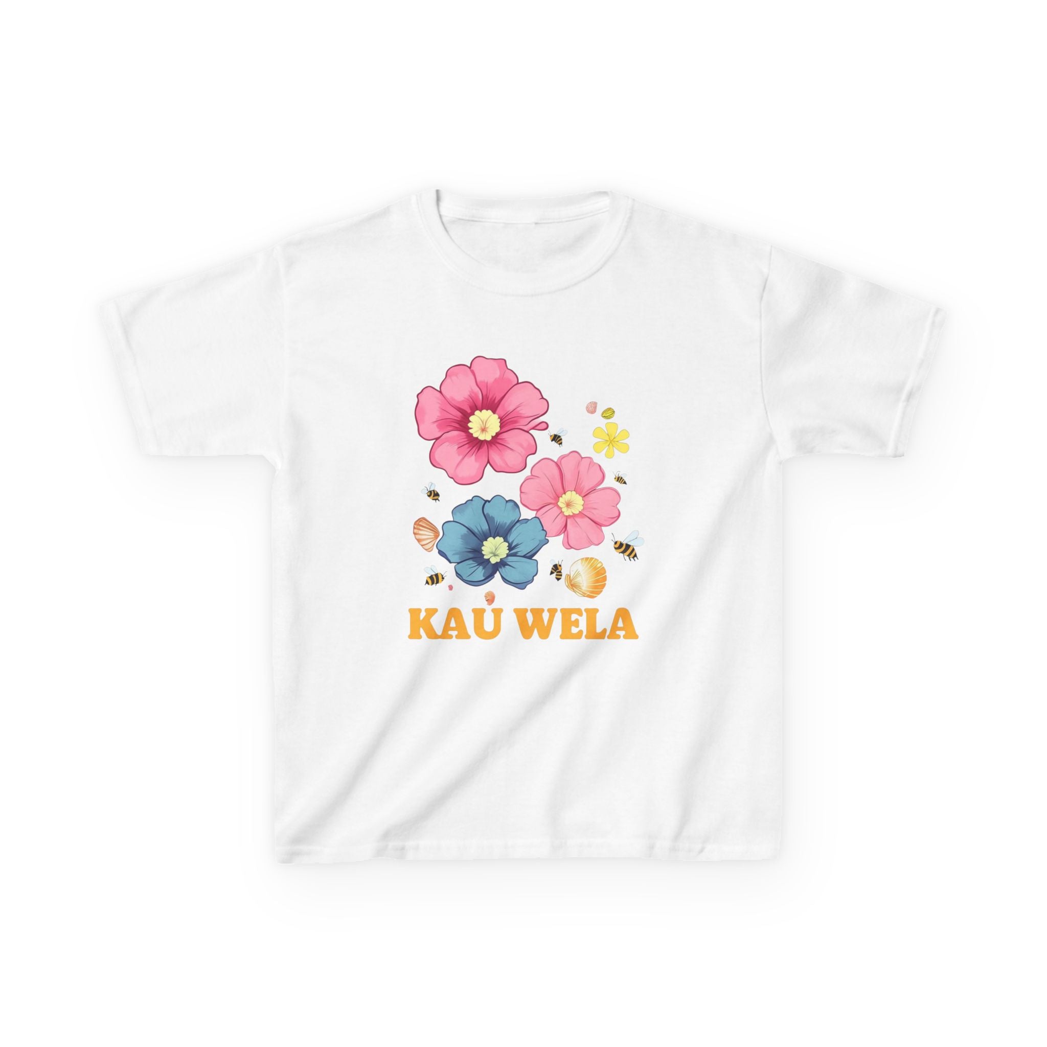 Kids T-Shirt - Summer Flowers Seashells Beach Waves Hawaii