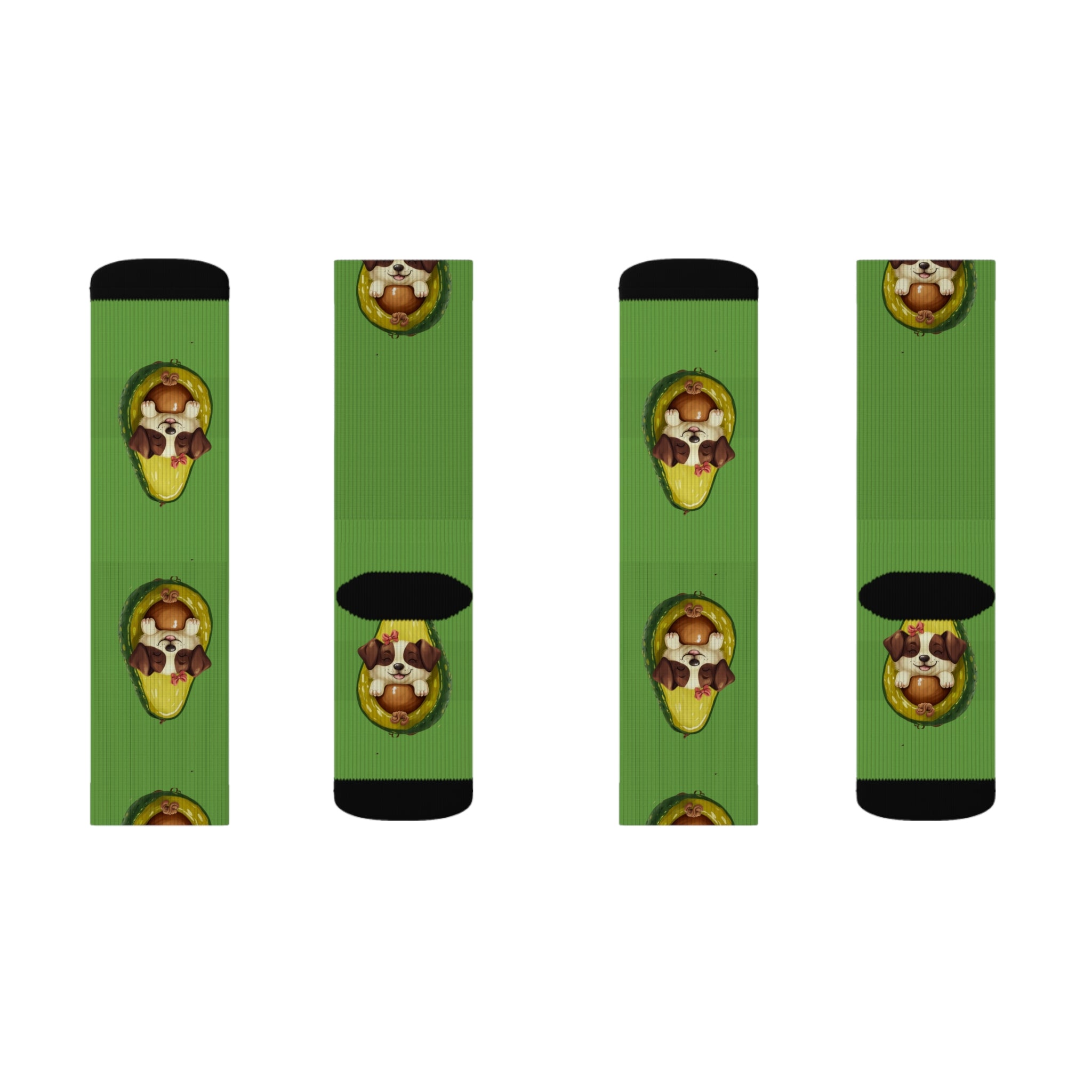 Avocado Dog Sublimation Socks | Fun Gift for  Quirky Fashion Statement, Comfy Home Wear, Unique Birthday Present, Trendy Socks, Bedtime, PJ's
