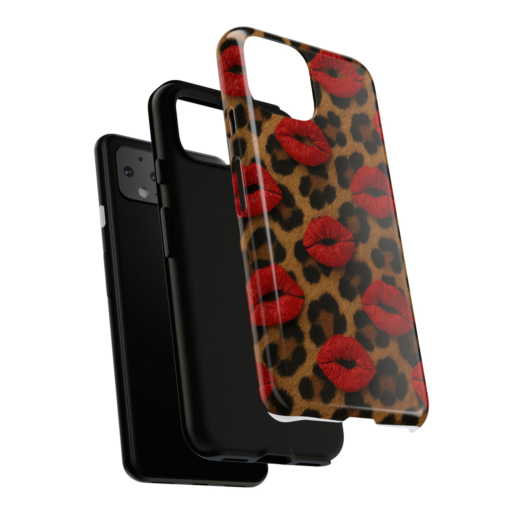 Leopard Kiss Phone Case, Trendy Tough Cases for iPhone, Fashionable Phone Accessory, Stylish Gift for Her, Birthday Present