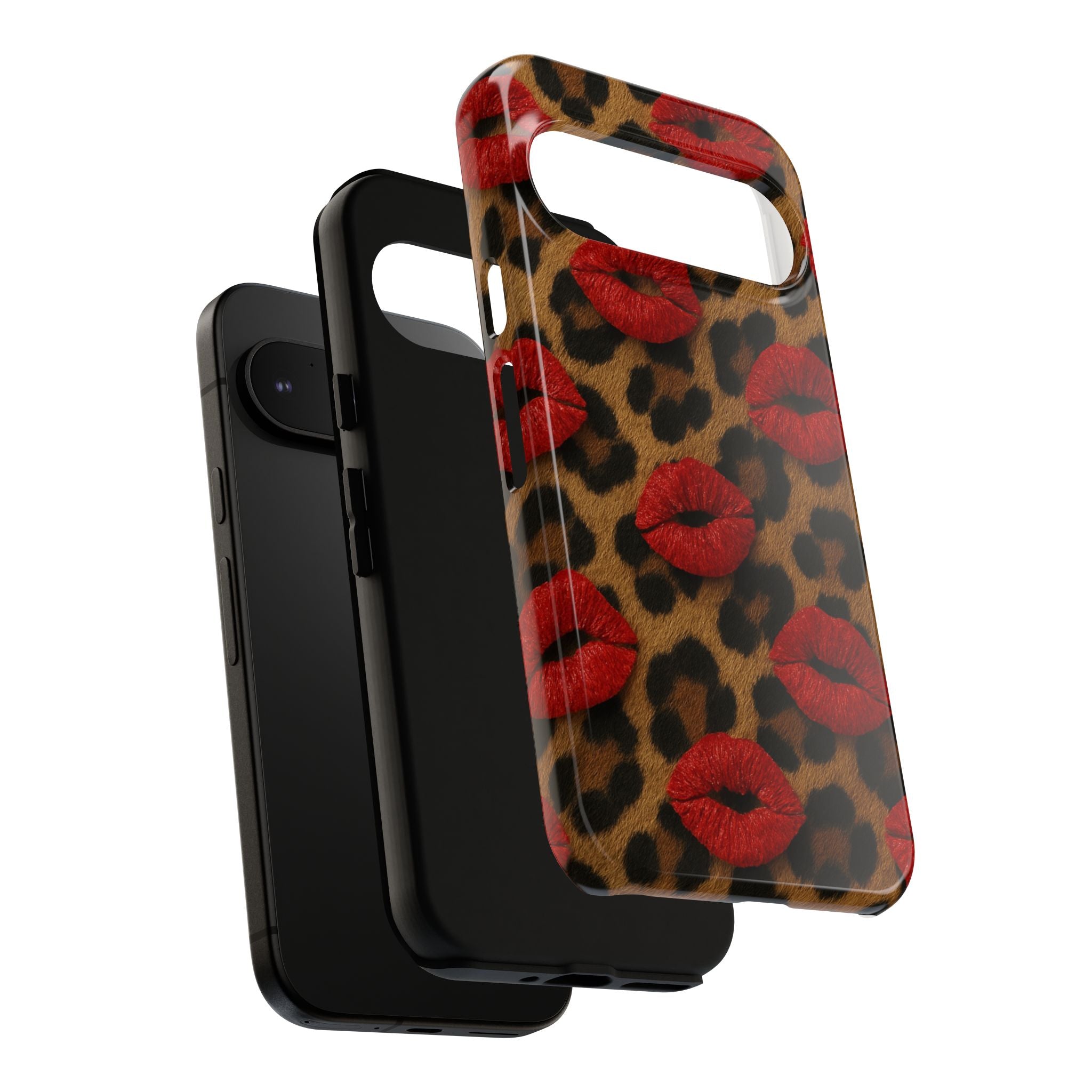 Leopard Kiss Phone Case, Trendy Tough Cases for iPhone, Fashionable Phone Accessory, Stylish Gift for Her, Birthday Present