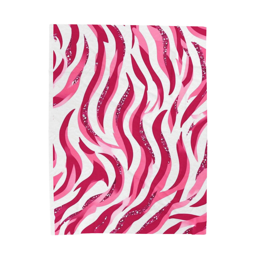 Cozy Velveteen Plush Blanket | Soft Throw for Home, Gift for Her, Couch Decor, Bedroom Comfort, Pink Zebra Design