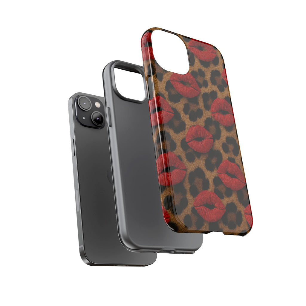 Leopard Kiss Phone Case, Trendy Tough Cases for iPhone, Fashionable Phone Accessory, Stylish Gift for Her, Birthday Present