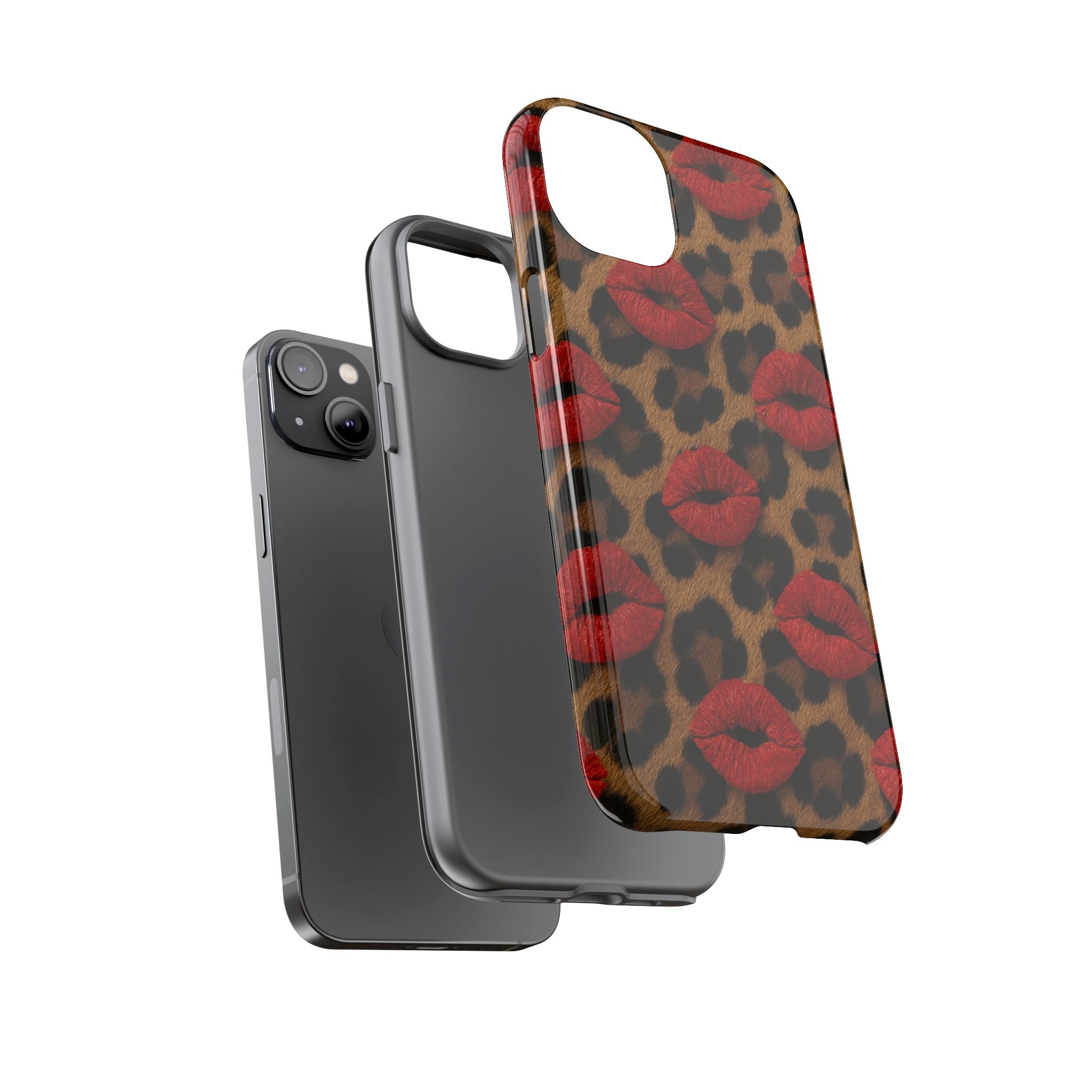 Leopard Kiss Phone Case, Trendy Tough Cases for iPhone, Fashionable Phone Accessory, Stylish Gift for Her, Birthday Present