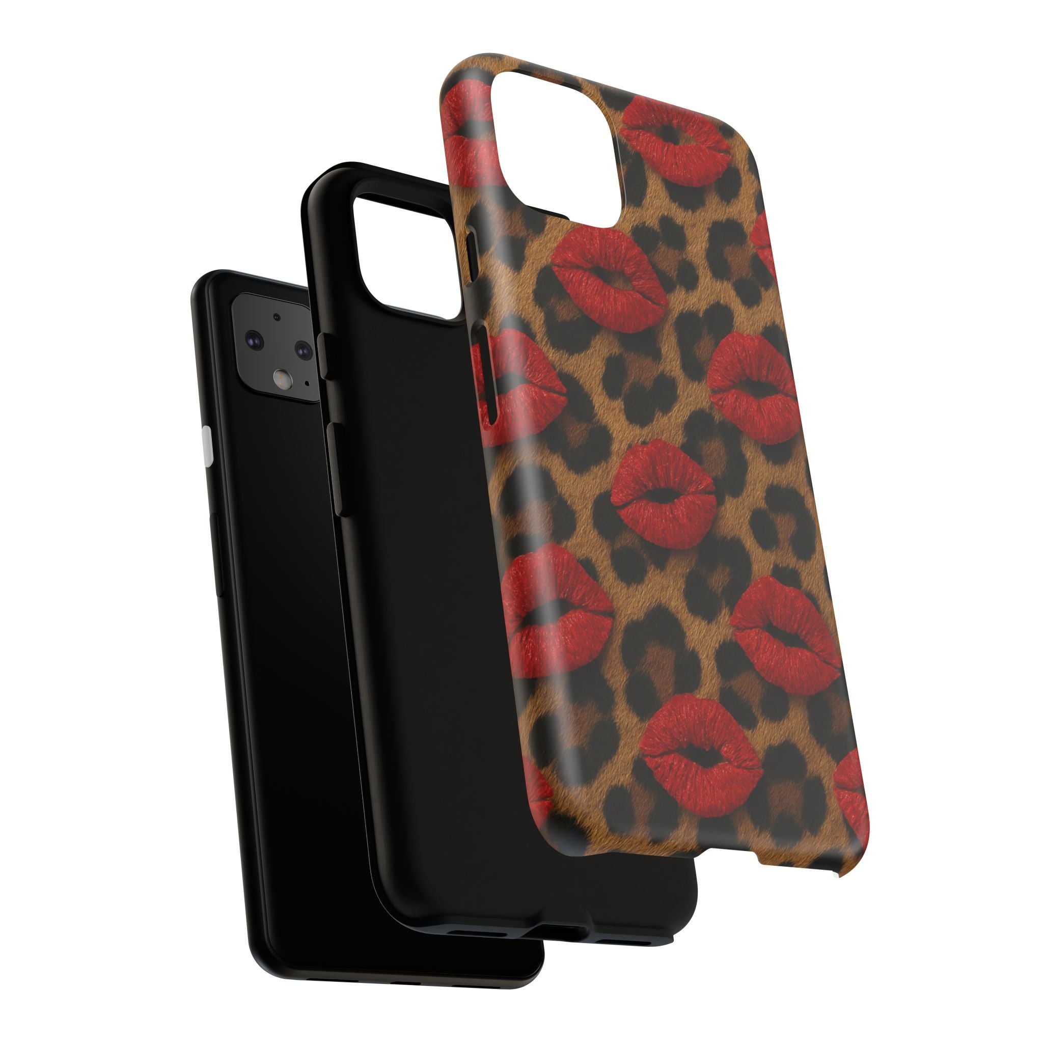 Leopard Kiss Phone Case, Trendy Tough Cases for iPhone, Fashionable Phone Accessory, Stylish Gift for Her, Birthday Present