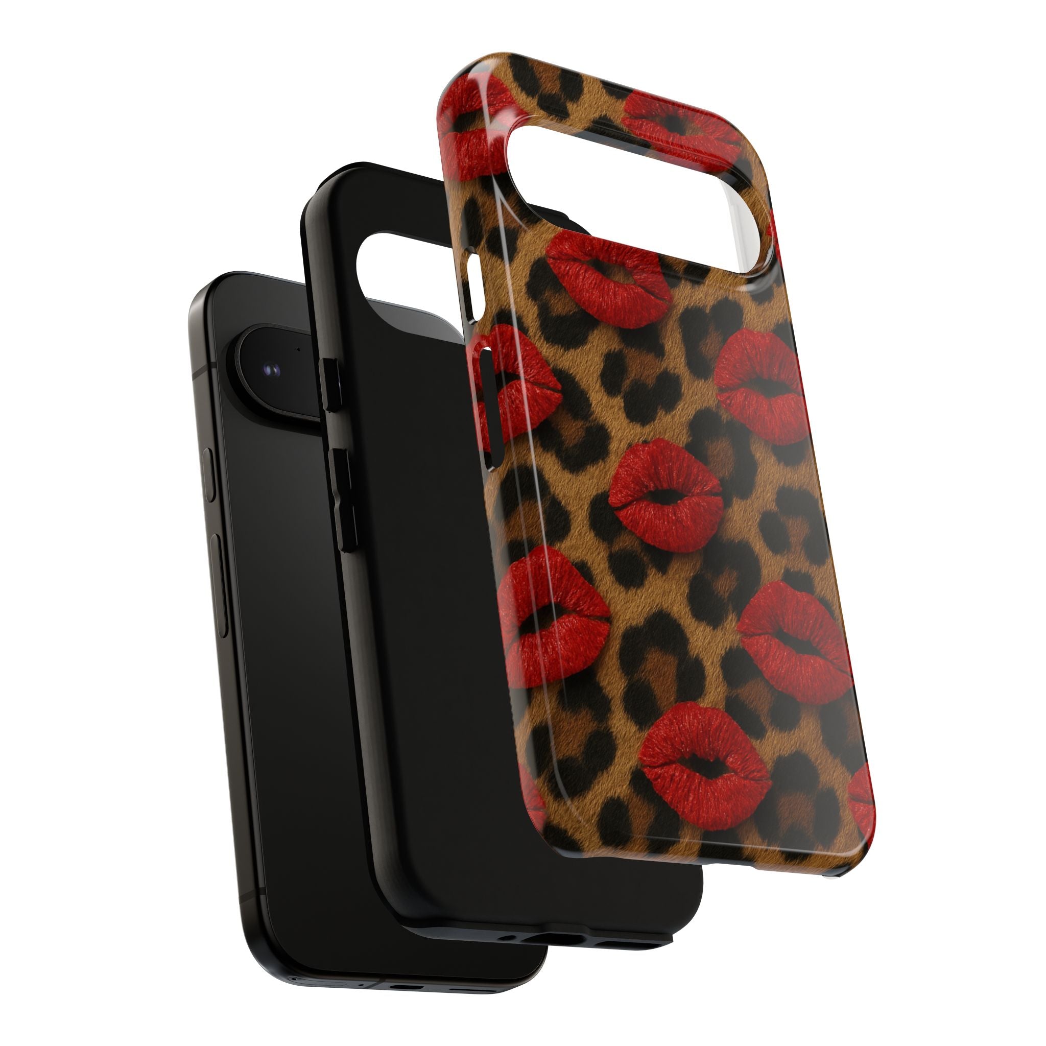 Leopard Kiss Phone Case, Trendy Tough Cases for iPhone, Fashionable Phone Accessory, Stylish Gift for Her, Birthday Present