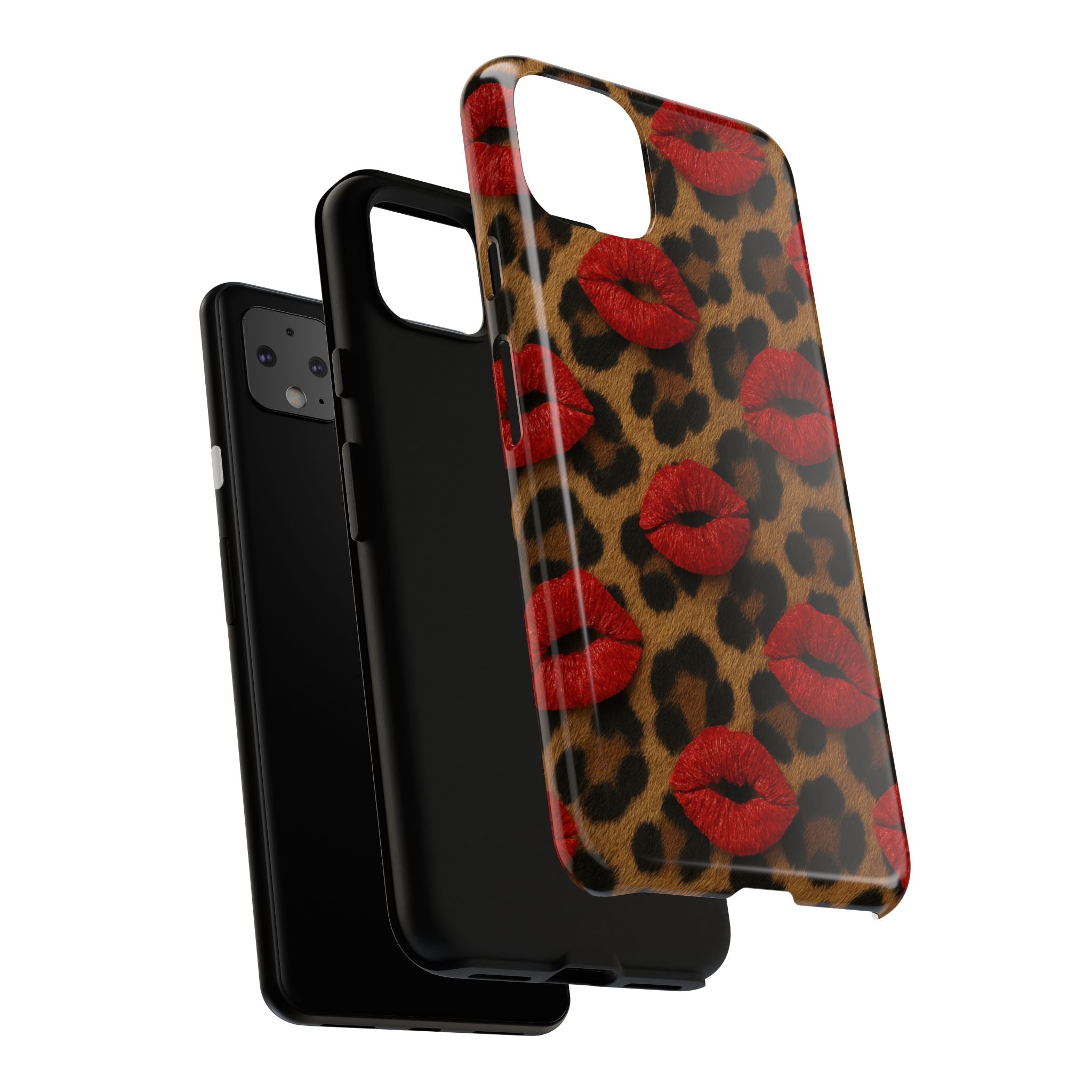 Leopard Kiss Phone Case, Trendy Tough Cases for iPhone, Fashionable Phone Accessory, Stylish Gift for Her, Birthday Present