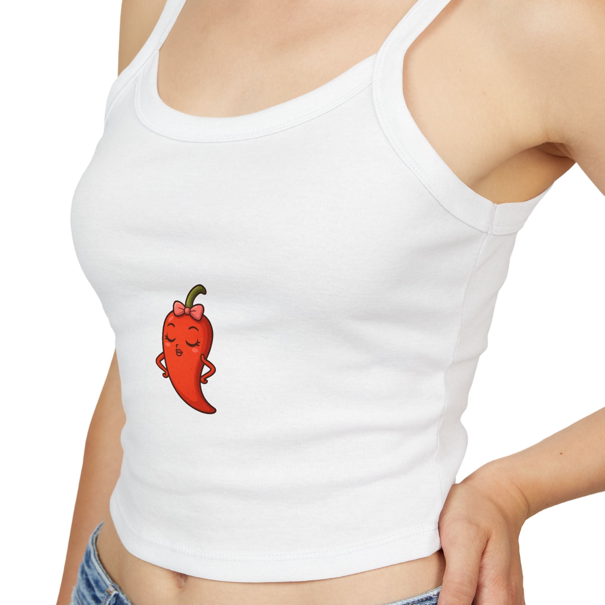 Cute Chili Pepper Women's Tank Top, Summer Fashion, Gift for Her, Casual Outfit, Trendy Sleeveless Top, Spaghetti Strap Shirt