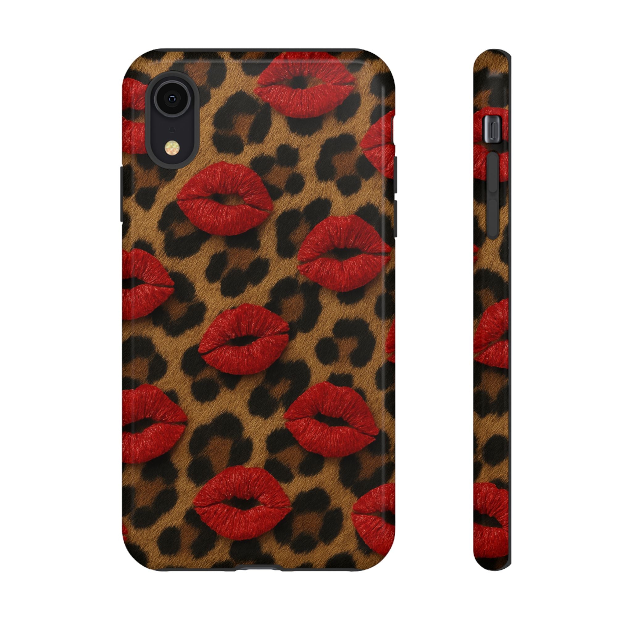 Leopard Kiss Phone Case, Trendy Tough Cases for iPhone, Fashionable Phone Accessory, Stylish Gift for Her, Birthday Present