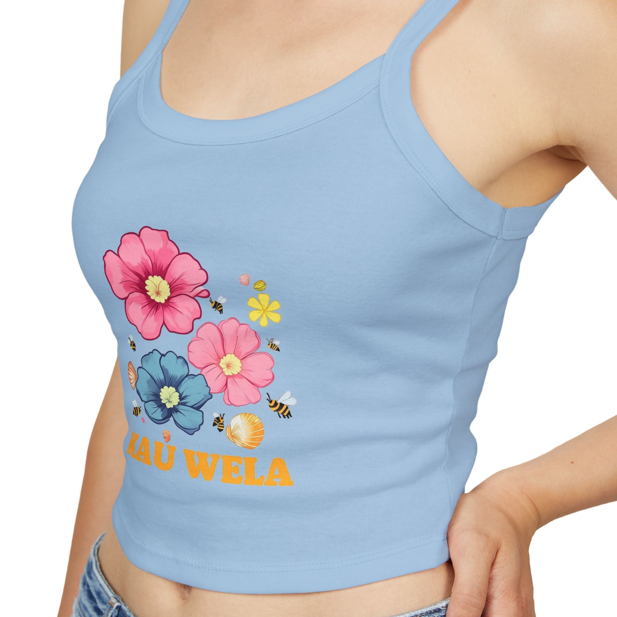 Women's Floral Spaghetti Strap Tank Top, Summer Top, Boho Chic, Vacation Outfit, Beachwear, Gift for Her