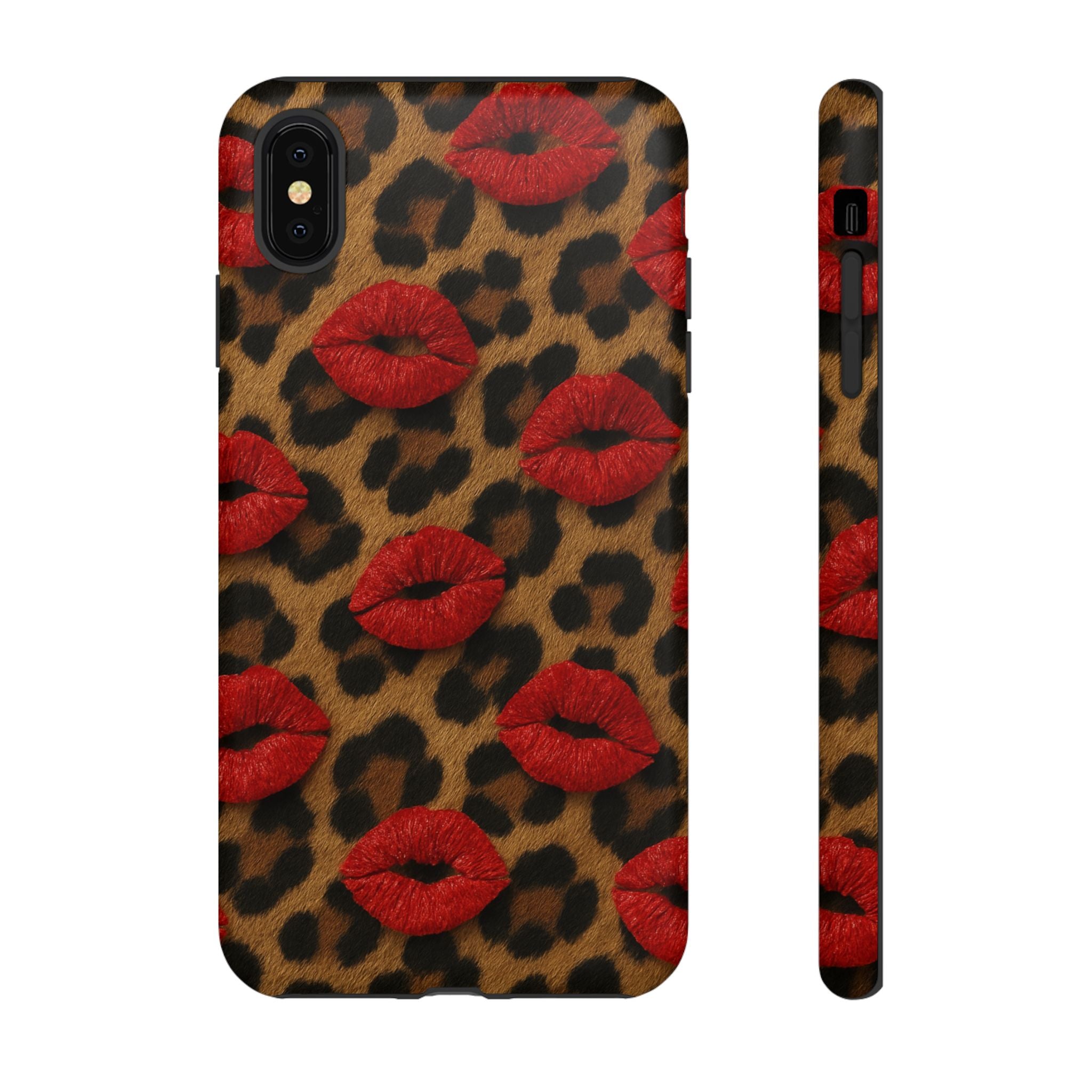Leopard Kiss Phone Case, Trendy Tough Cases for iPhone, Fashionable Phone Accessory, Stylish Gift for Her, Birthday Present