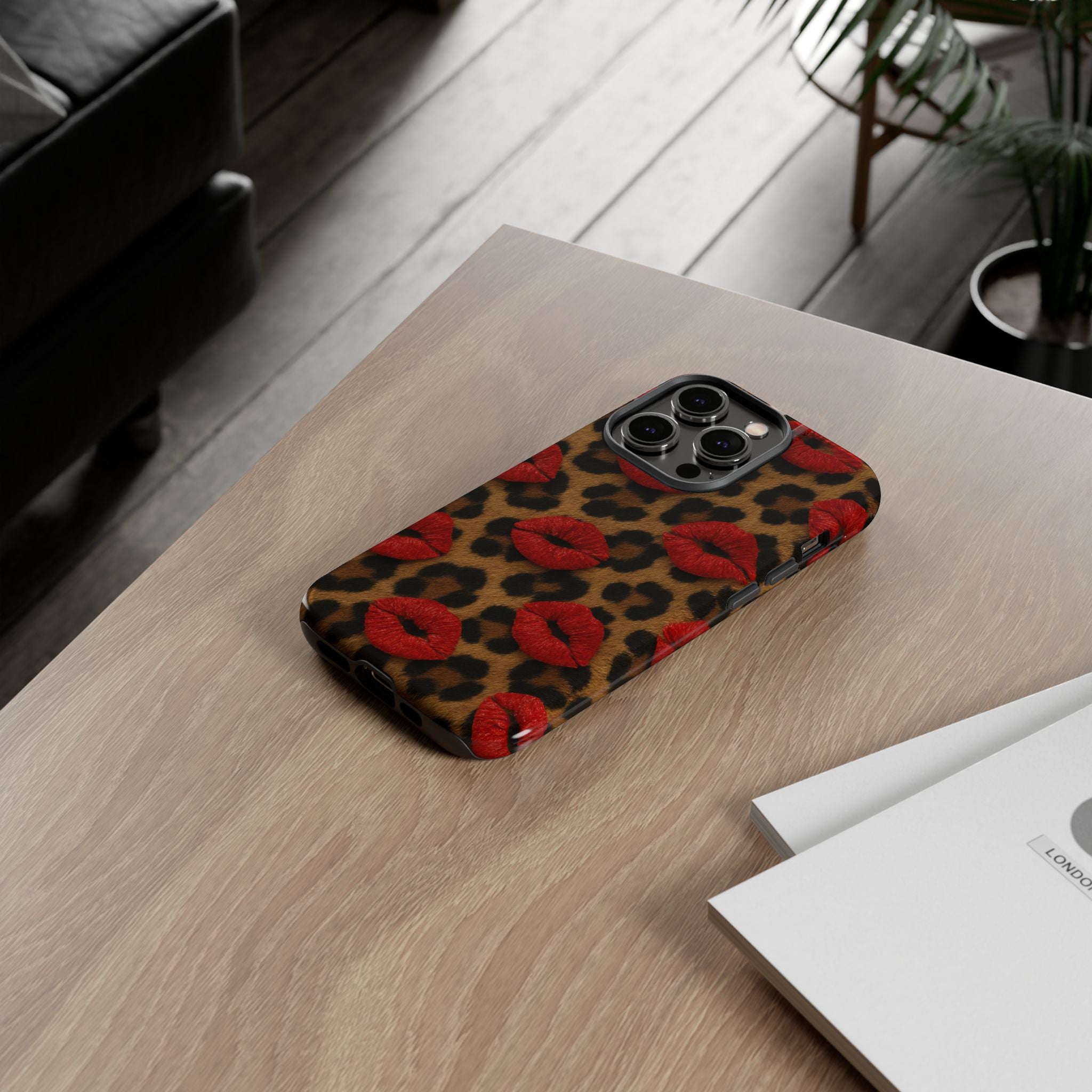 Leopard Kiss Phone Case, Trendy Tough Cases for iPhone, Fashionable Phone Accessory, Stylish Gift for Her, Birthday Present