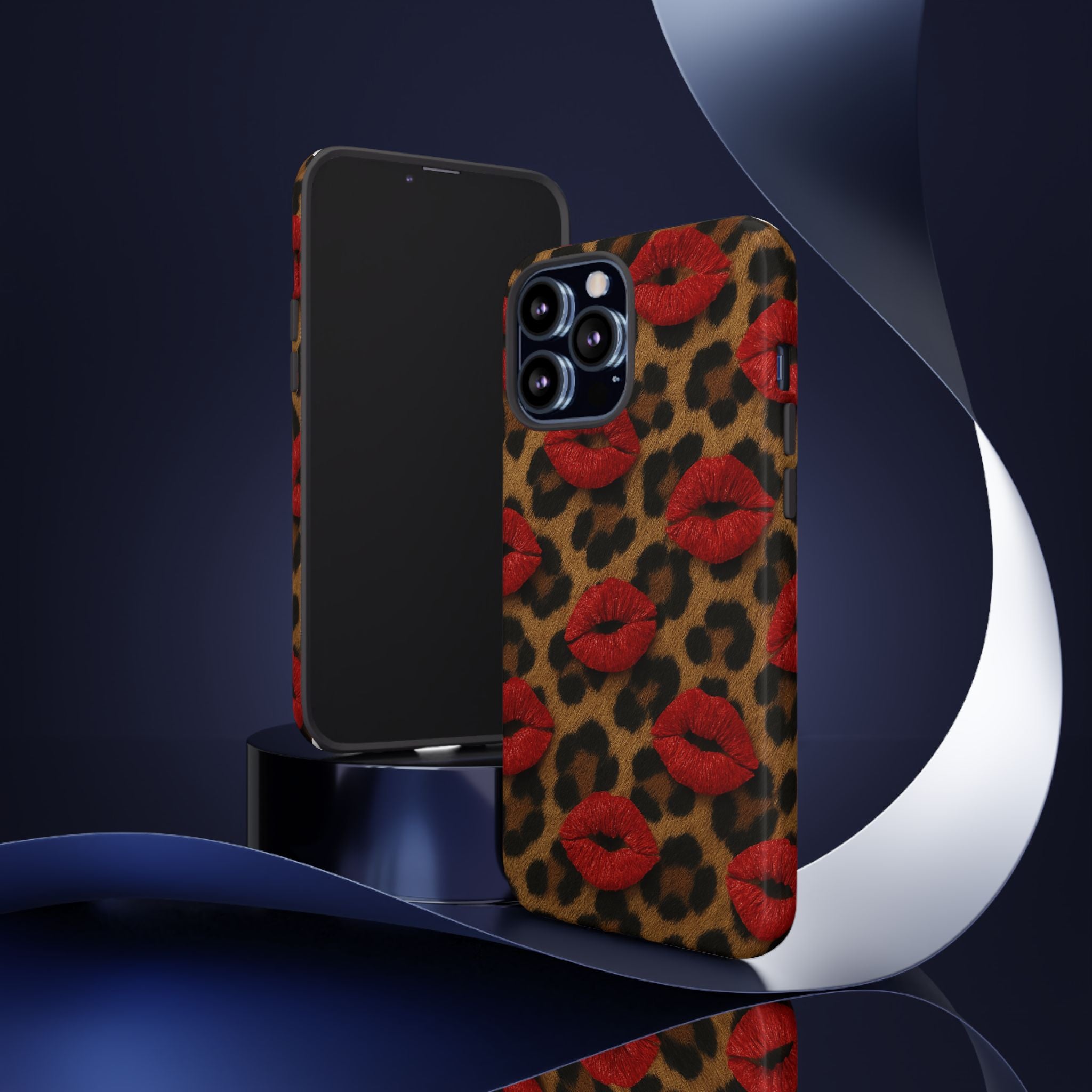 Leopard Kiss Phone Case, Trendy Tough Cases for iPhone, Fashionable Phone Accessory, Stylish Gift for Her, Birthday Present