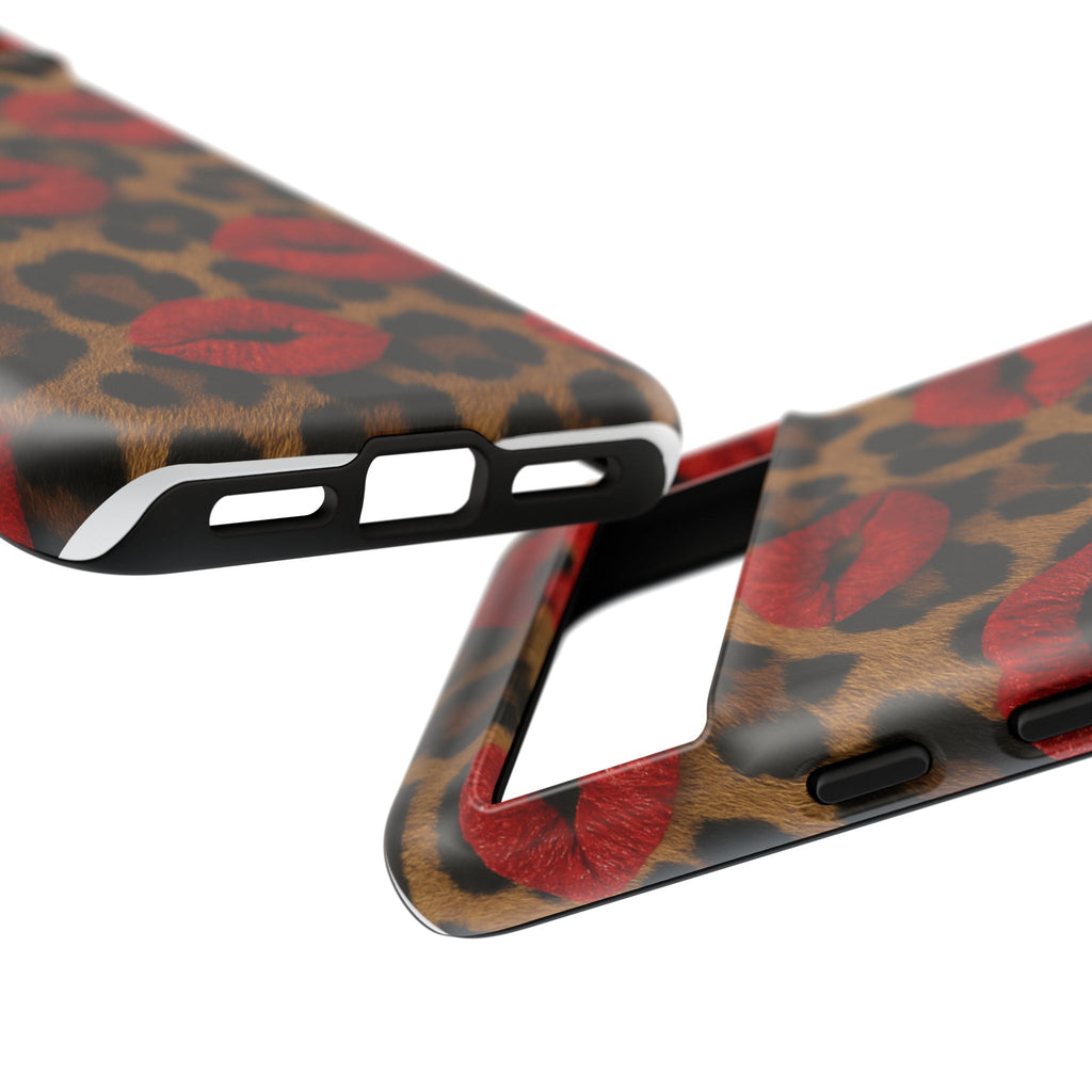 Leopard Kiss Phone Case, Trendy Tough Cases for iPhone, Fashionable Phone Accessory, Stylish Gift for Her, Birthday Present