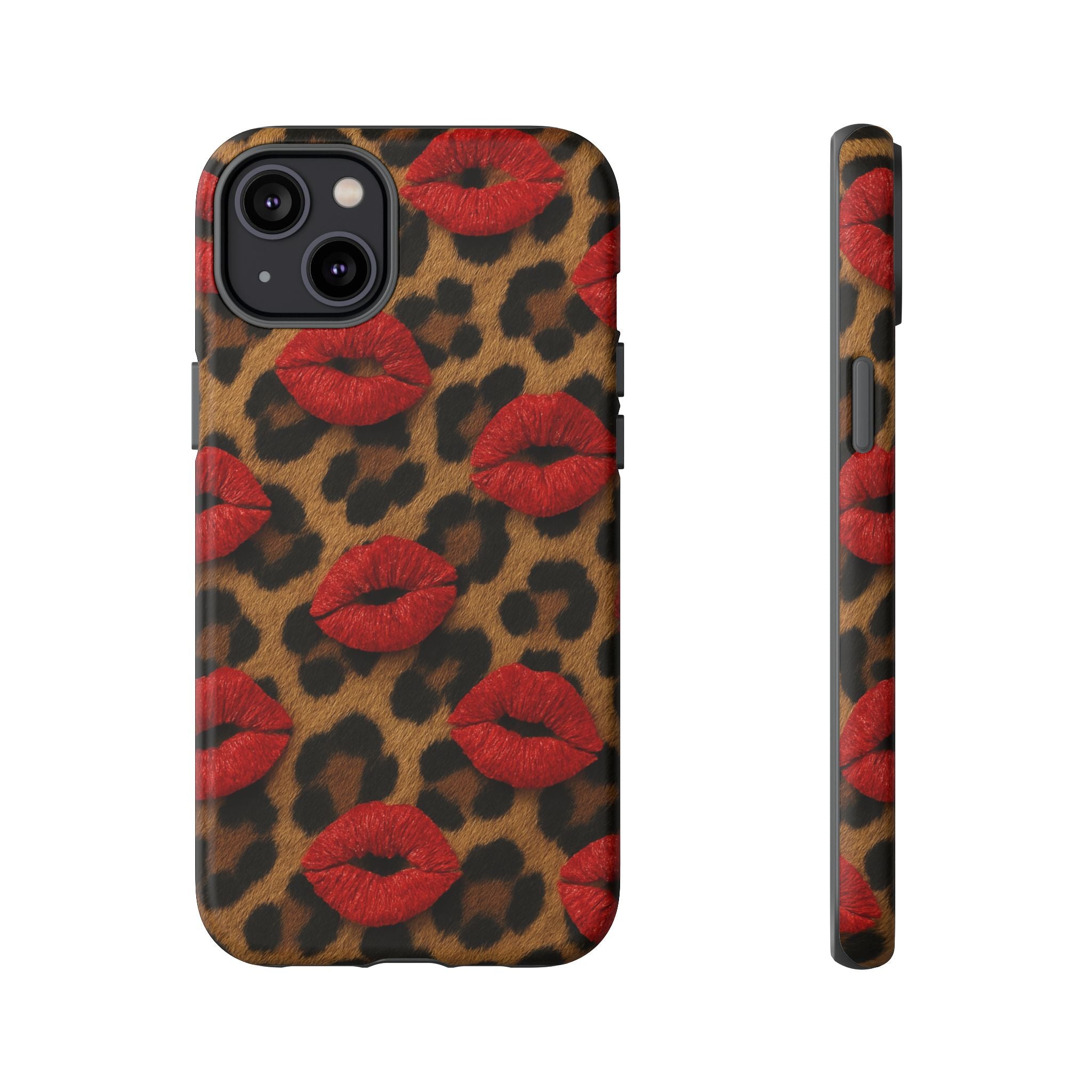 Leopard Kiss Phone Case, Trendy Tough Cases for iPhone, Fashionable Phone Accessory, Stylish Gift for Her, Birthday Present