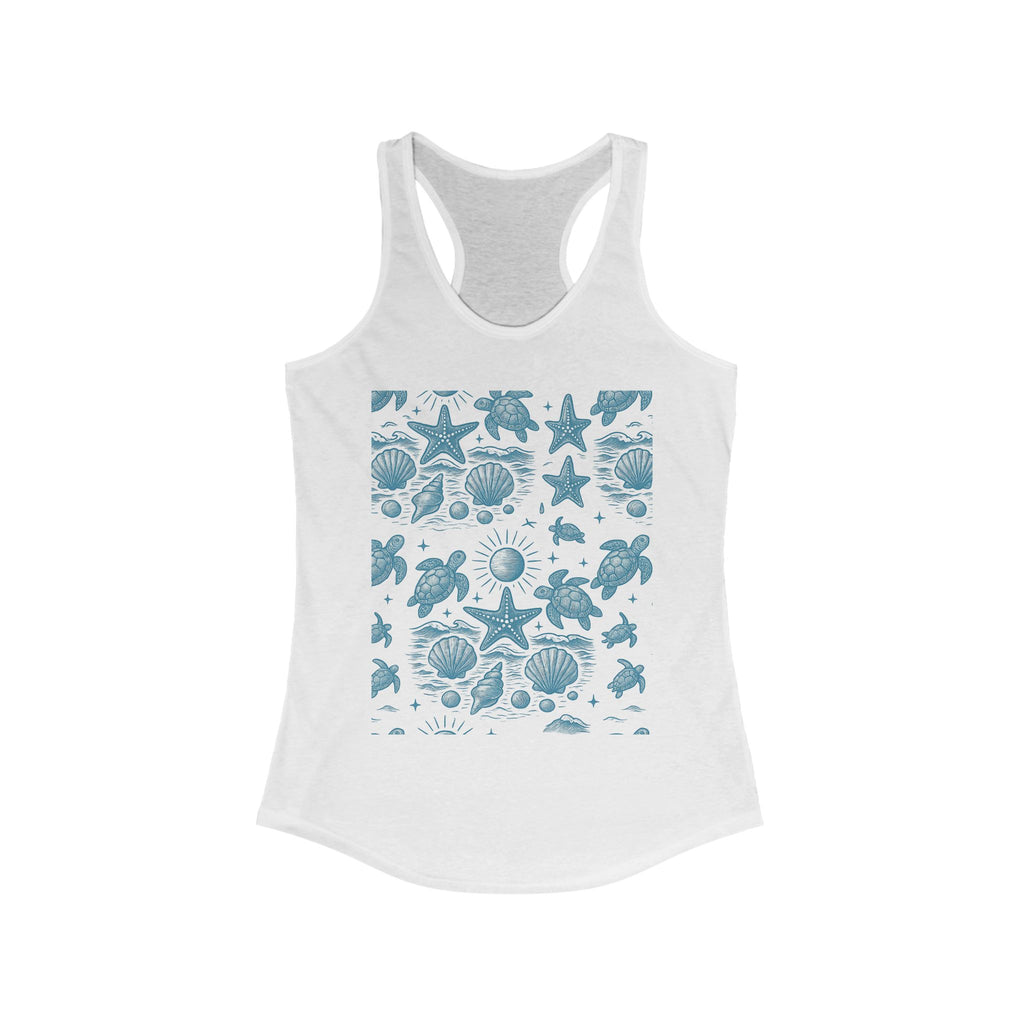 Beach Vibes Racerback Tank | Women's Summer T-Shirt, Sea Life Top, Beachwear, Gift for Ocean Lovers, Casual Summer Outing
