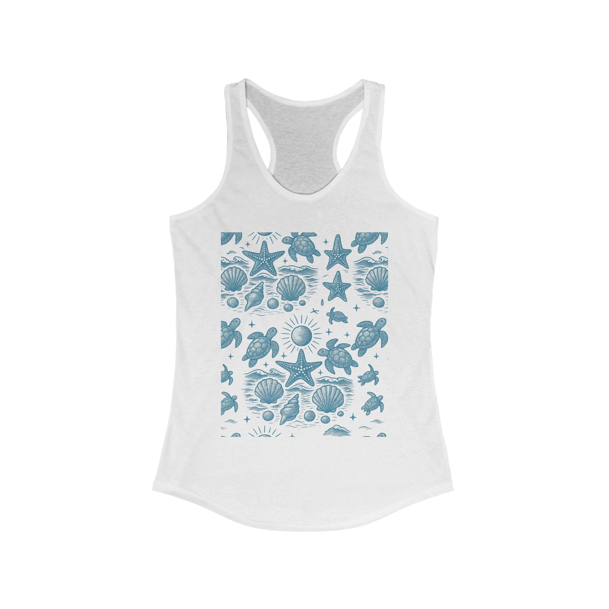 Beach Vibes Racerback Tank | Women's Summer T-Shirt, Sea Life Top, Beachwear, Gift for Ocean Lovers, Casual Summer Outing