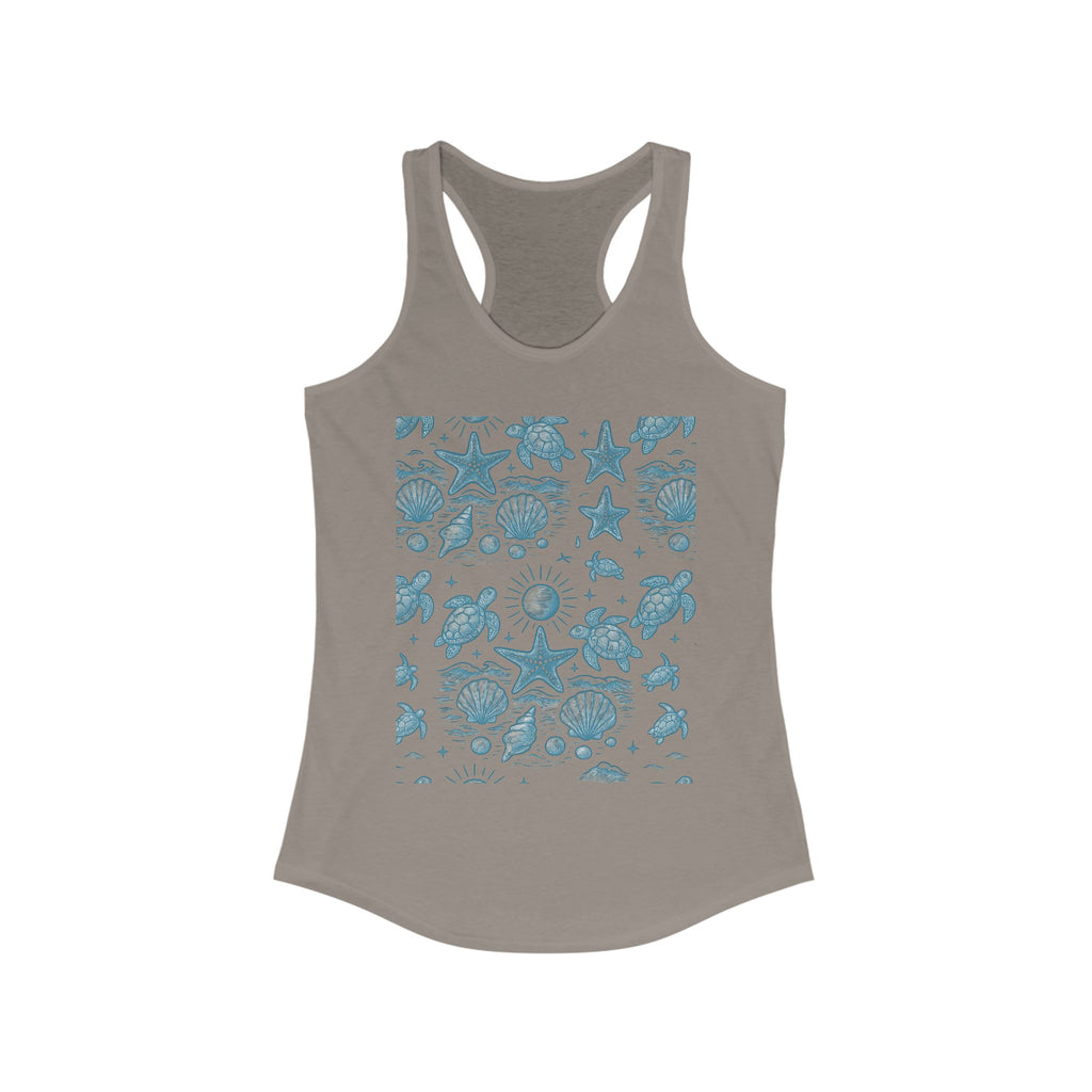 Beach Vibes Racerback Tank | Women's Summer T-Shirt, Sea Life Top, Beachwear, Gift for Ocean Lovers, Casual Summer Outing