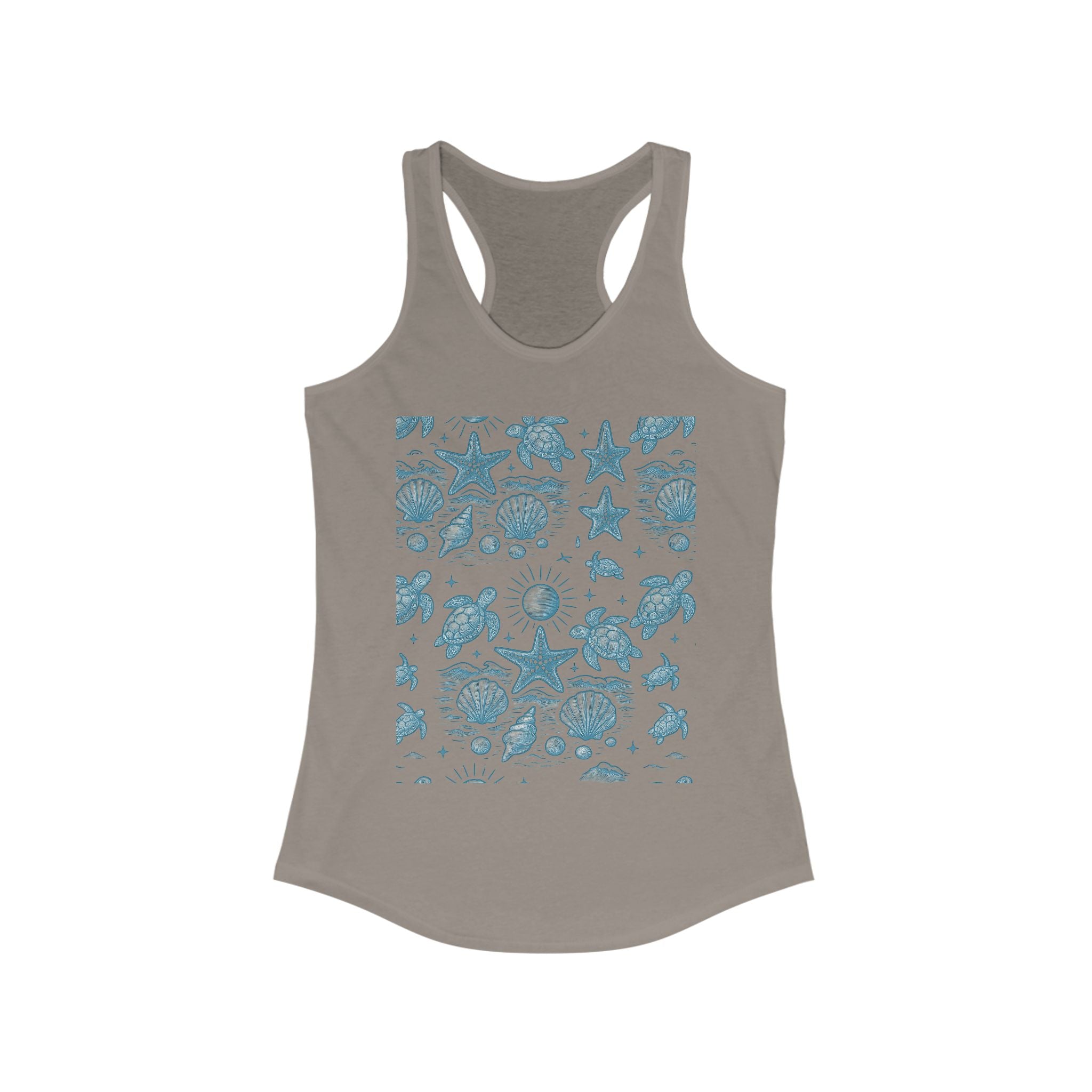 Beach Vibes Racerback Tank | Women's Summer T-Shirt, Sea Life Top, Beachwear, Gift for Ocean Lovers, Casual Summer Outing