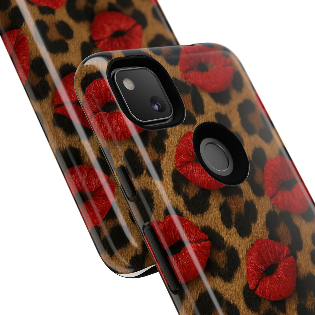 Leopard Kiss Phone Case, Trendy Tough Cases for iPhone, Fashionable Phone Accessory, Stylish Gift for Her, Birthday Present