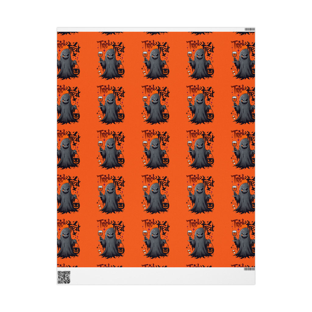 Halloween Wrapping Paper for Unique Gifts, Spooky Decor, Trick-or-Treat, Halloween Party, Ghost Gifts, Festive Packaging, Orange Design