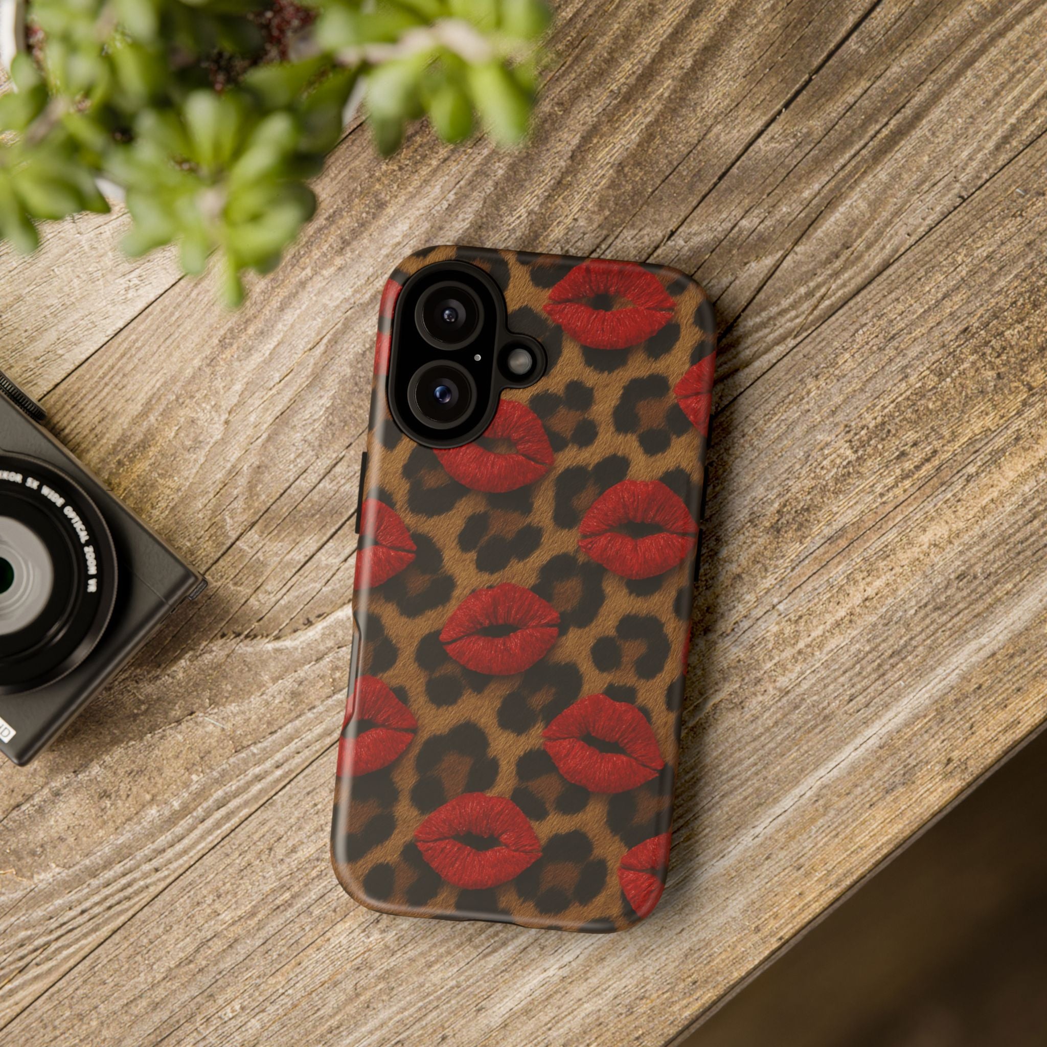 Leopard Kiss Phone Case, Trendy Tough Cases for iPhone, Fashionable Phone Accessory, Stylish Gift for Her, Birthday Present